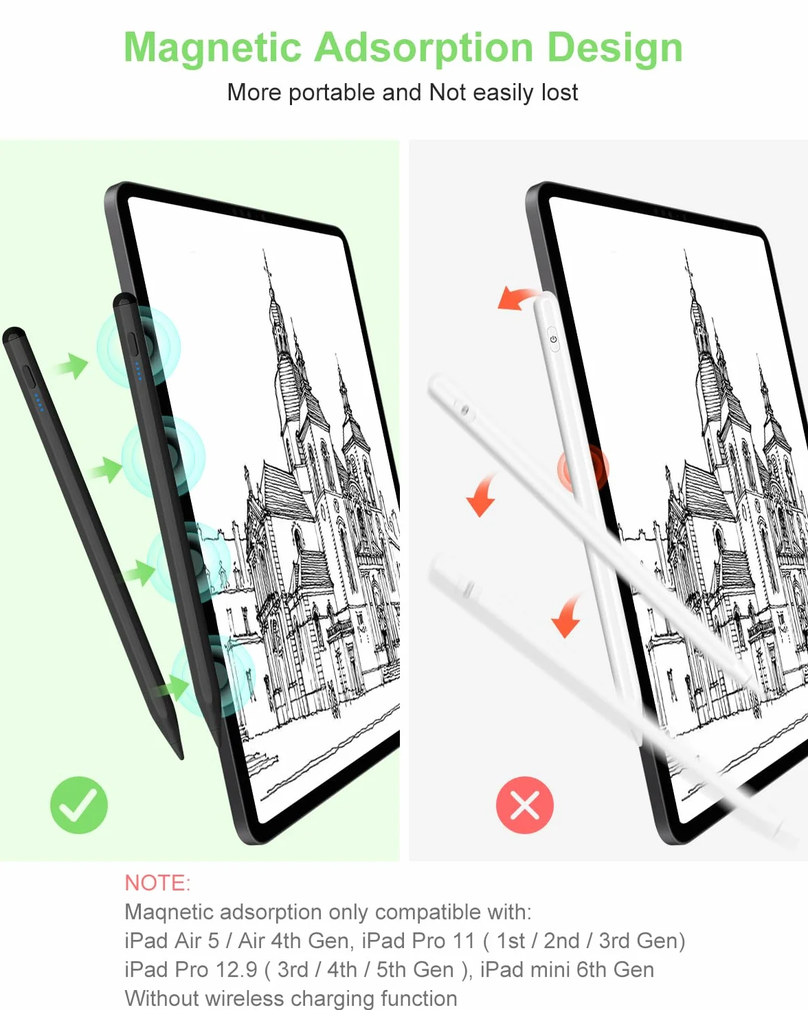 DAORANGE Penna iPad Compatibile con Apple iPad 2018-2024, Penna per iPad con Palm Rejection e Alta Precisione, per iPad Pro 11/12.9/13 M4, iPad Air 6/5/4/3, iPad 10/9/8/7/6, iPad Mini 7/6 (Nero)