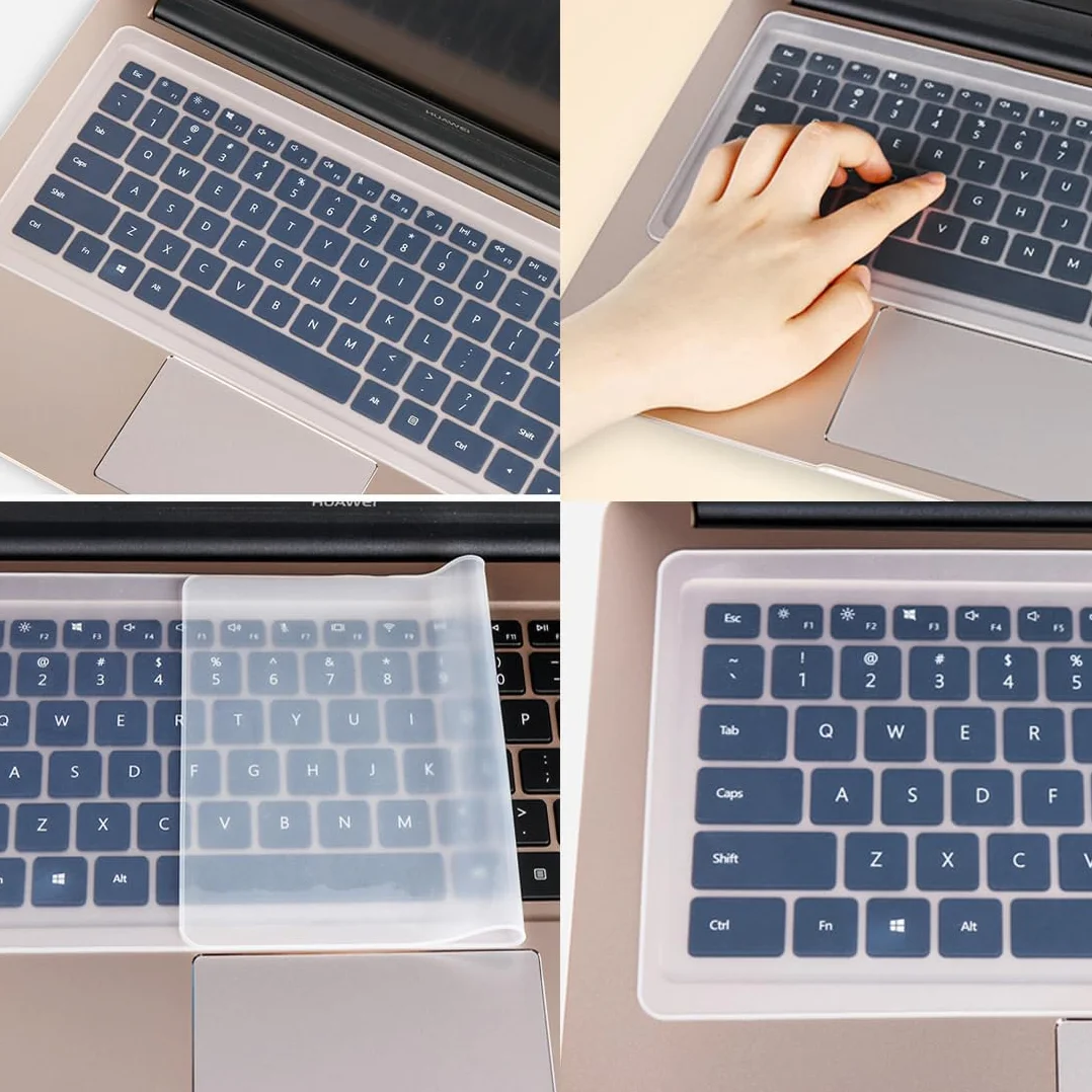 4 Pezzi Copritastiera Ultrasottile Screen Protezione Tastiera Fodera, Trasparente Pellicola Protettiva Compatible Cover in Silicone Pellicola Universale Compatible con Laptop, Netbook,15-17"
