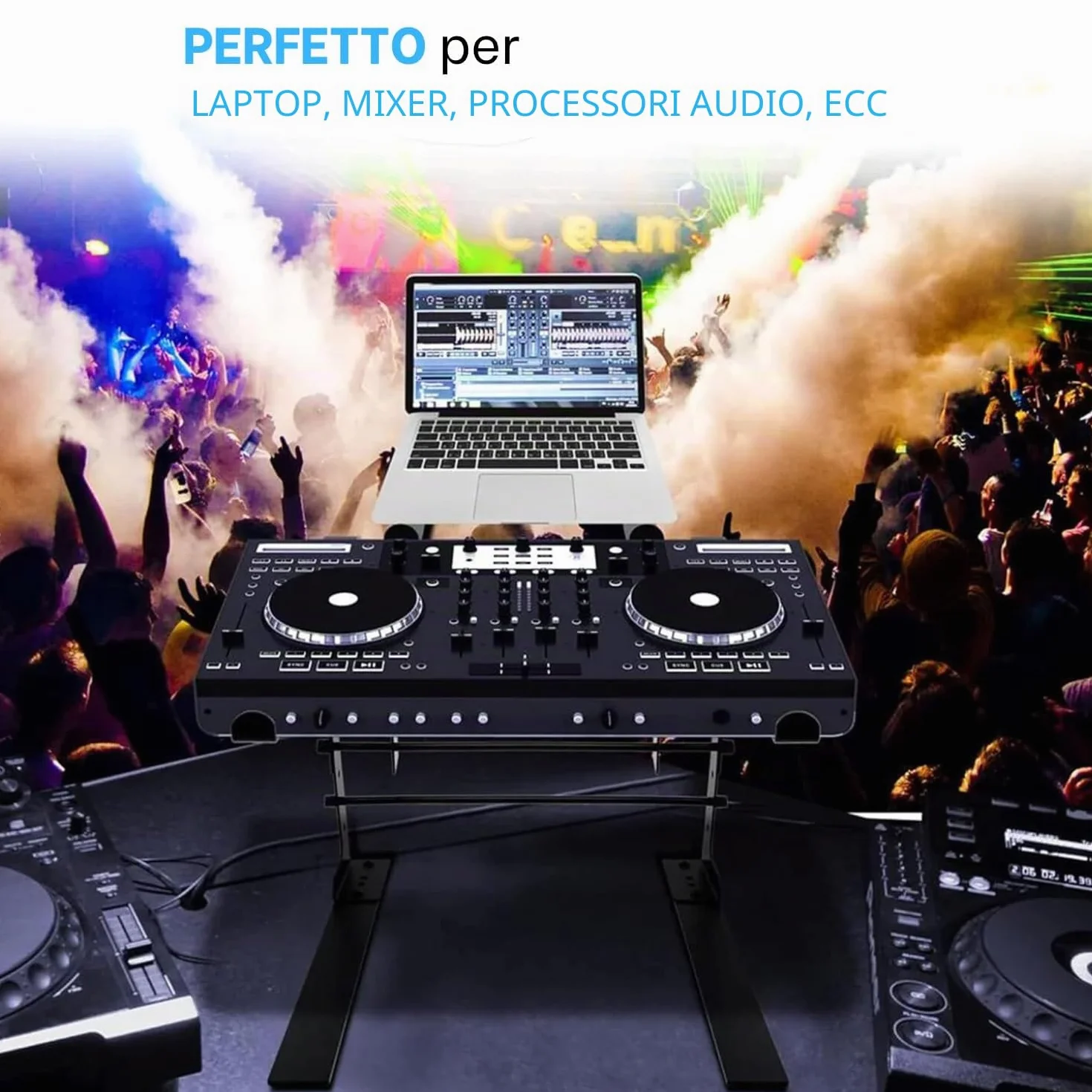 Pyle Supporto Laptop Portatile Doppio, Altezza Regolabile, Design Ergonomico, Punte Antiscivolo per DJ, Attrezzature Audio, Workstation, Gaming Supporto Laptop, Supporto Notebook