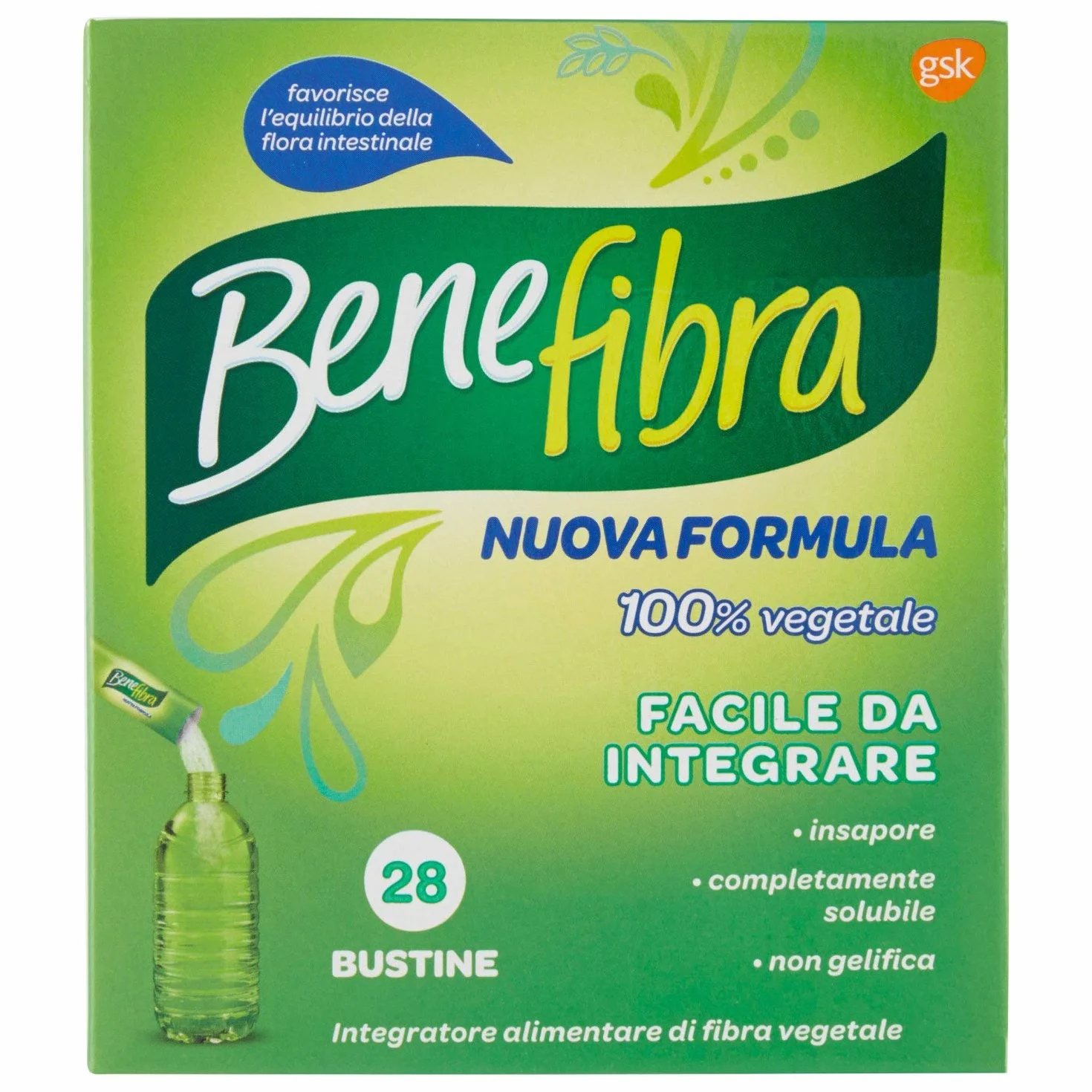 Benefibra Integratore Alimentare di Fibre Vegetali Equilibrio Flora Intestinale 28 Bustine