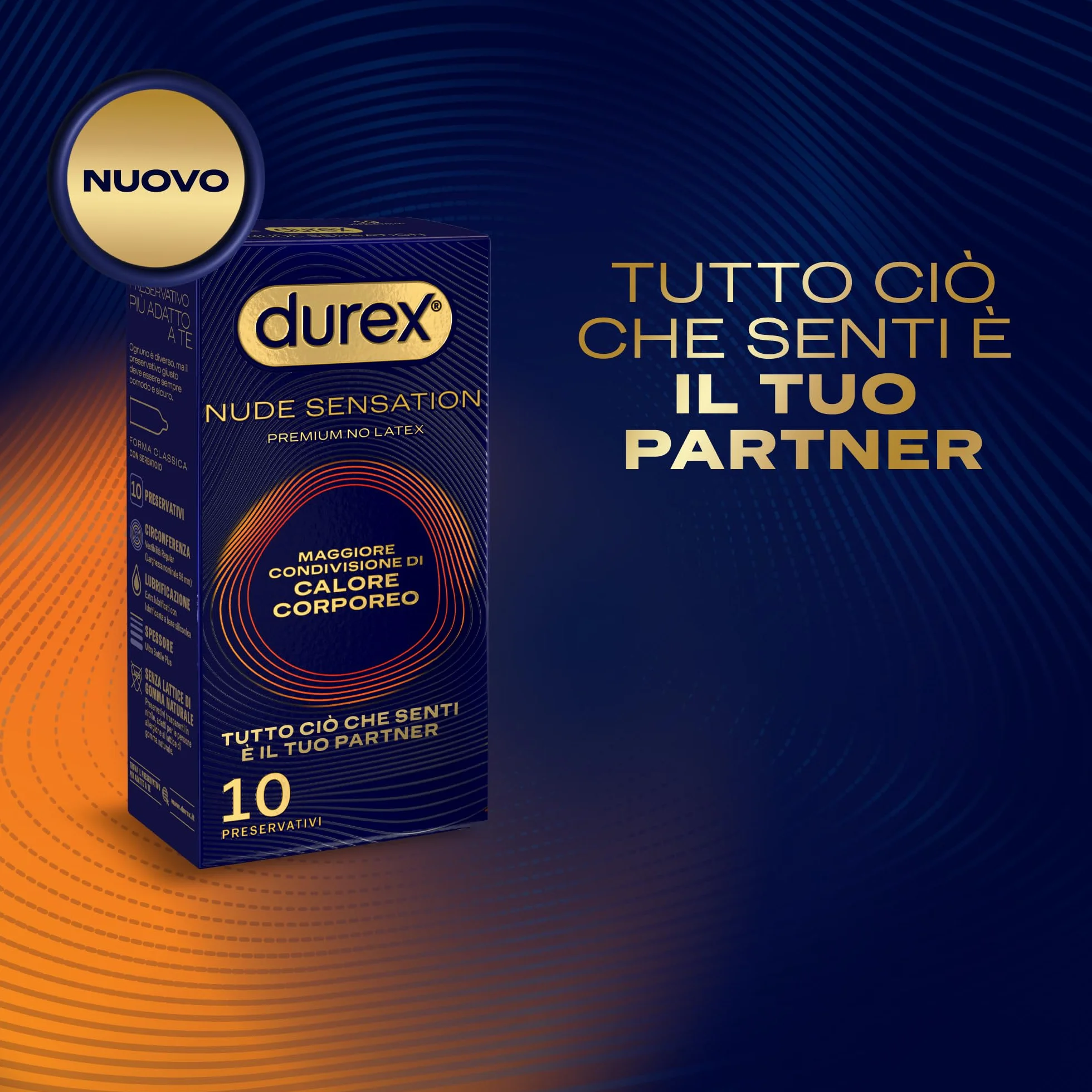 Durex Nude Sensation Preservativi in Nitrile Ultra Sottili Extra Lubrificati 10 Profilattici