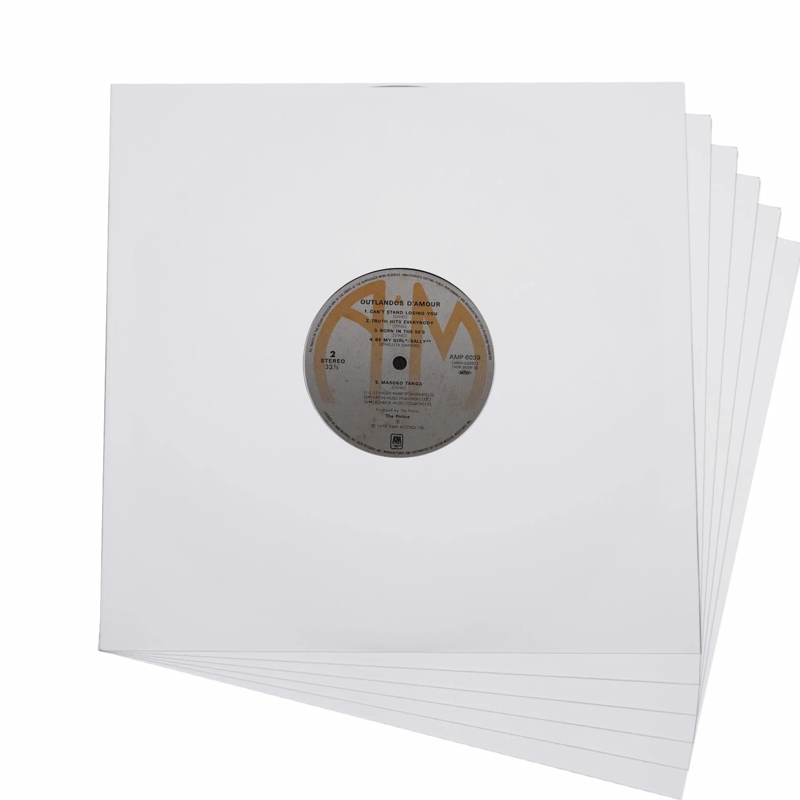 20 custodie interne per dischi in vinile, in carta resistente, senza acidi, quadrate, in carta kraft bianca, con foro per album LP (30,5 cm)