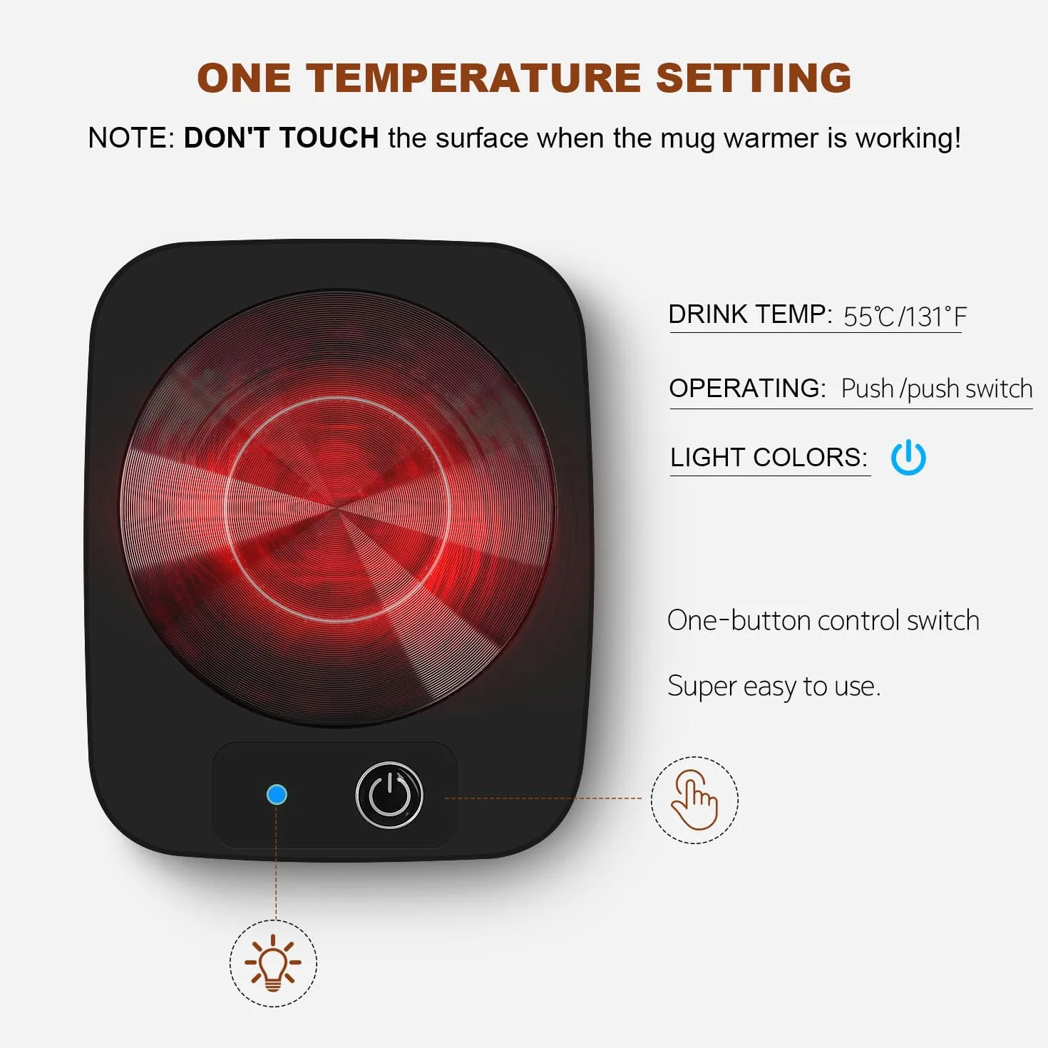 Azyh Scaldabicchieri USB con piastra in alluminio - Mantieni calde le tue bevande a 45°C - Diametro 8,9 cm