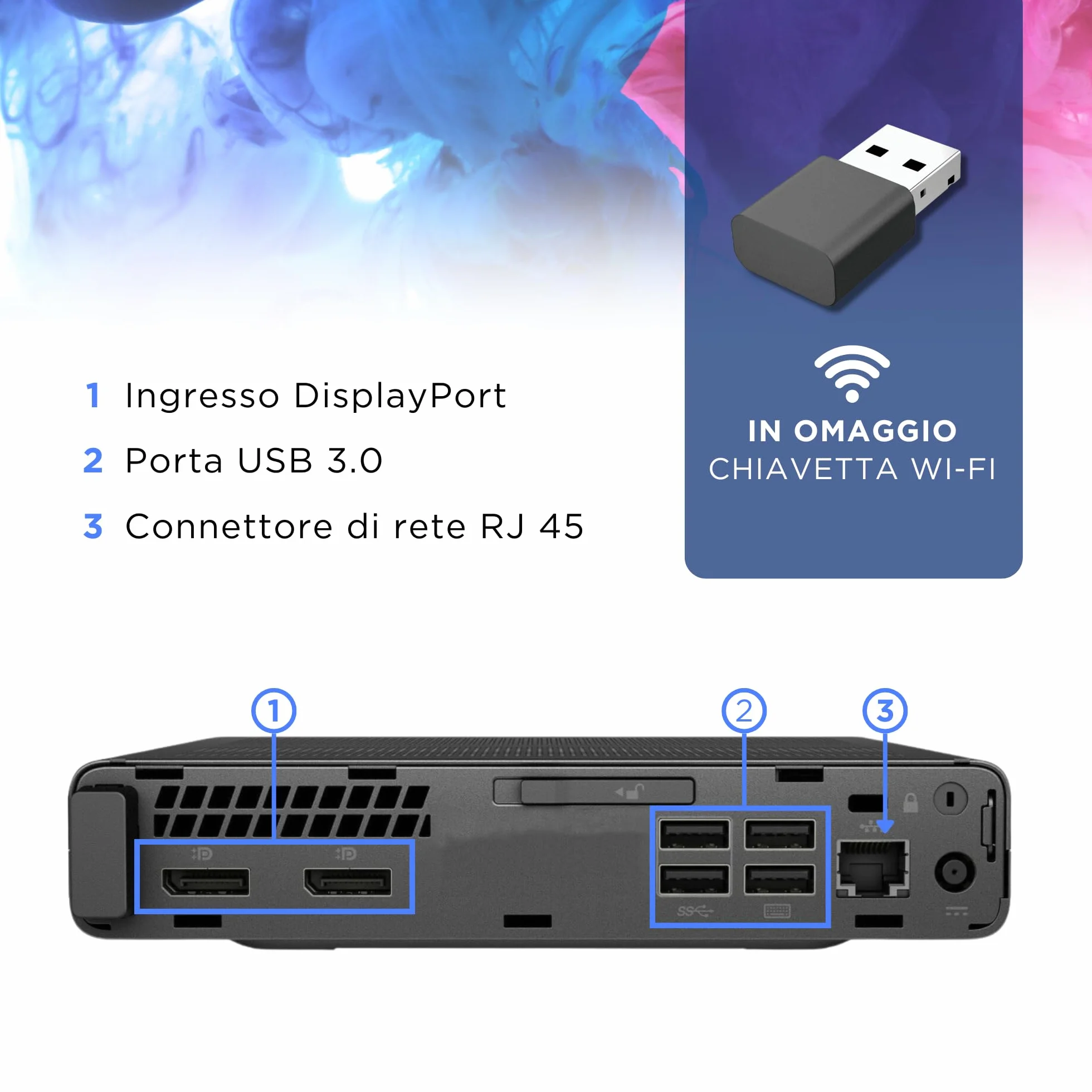 HP Mini PC Tiny Intel i5-6500T 4 Core 2.5GHz RAM 8GB SSD 256GB Desktop Ricondizionato