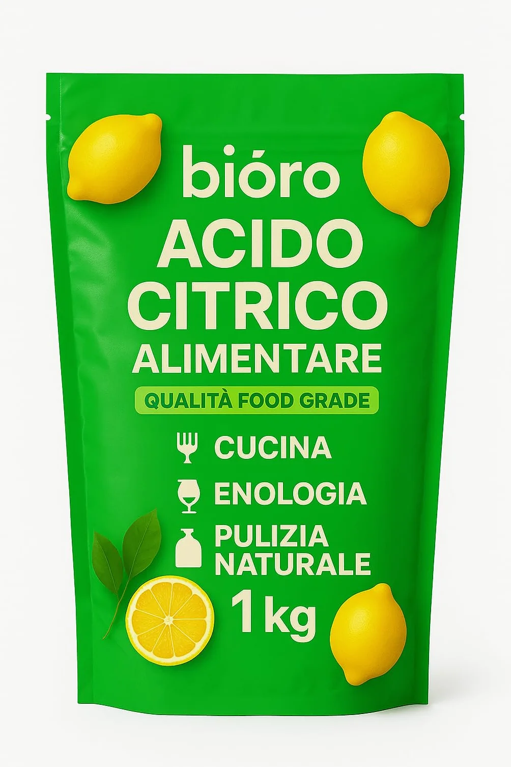 ACIDO CITRICO ALIMENTARE 1 kg BiOro 100% Puro Food Grade Detergente Disincrostante naturale