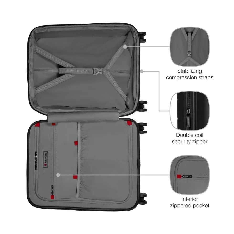 WENGER Trolley Syntry Bagaglio a Mano 36l 44l Struttura Rigida Nero Grigio Melange