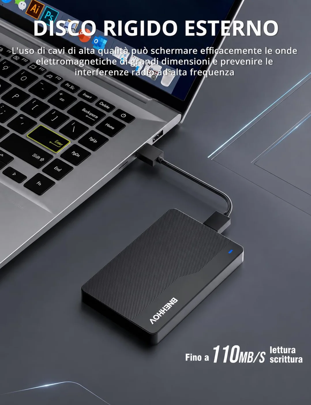 Hard Disk Esterno 500GB Ultra Sottile 2,5 Pollici Portatile USB 3.0 HDD SATA Disco Rigido