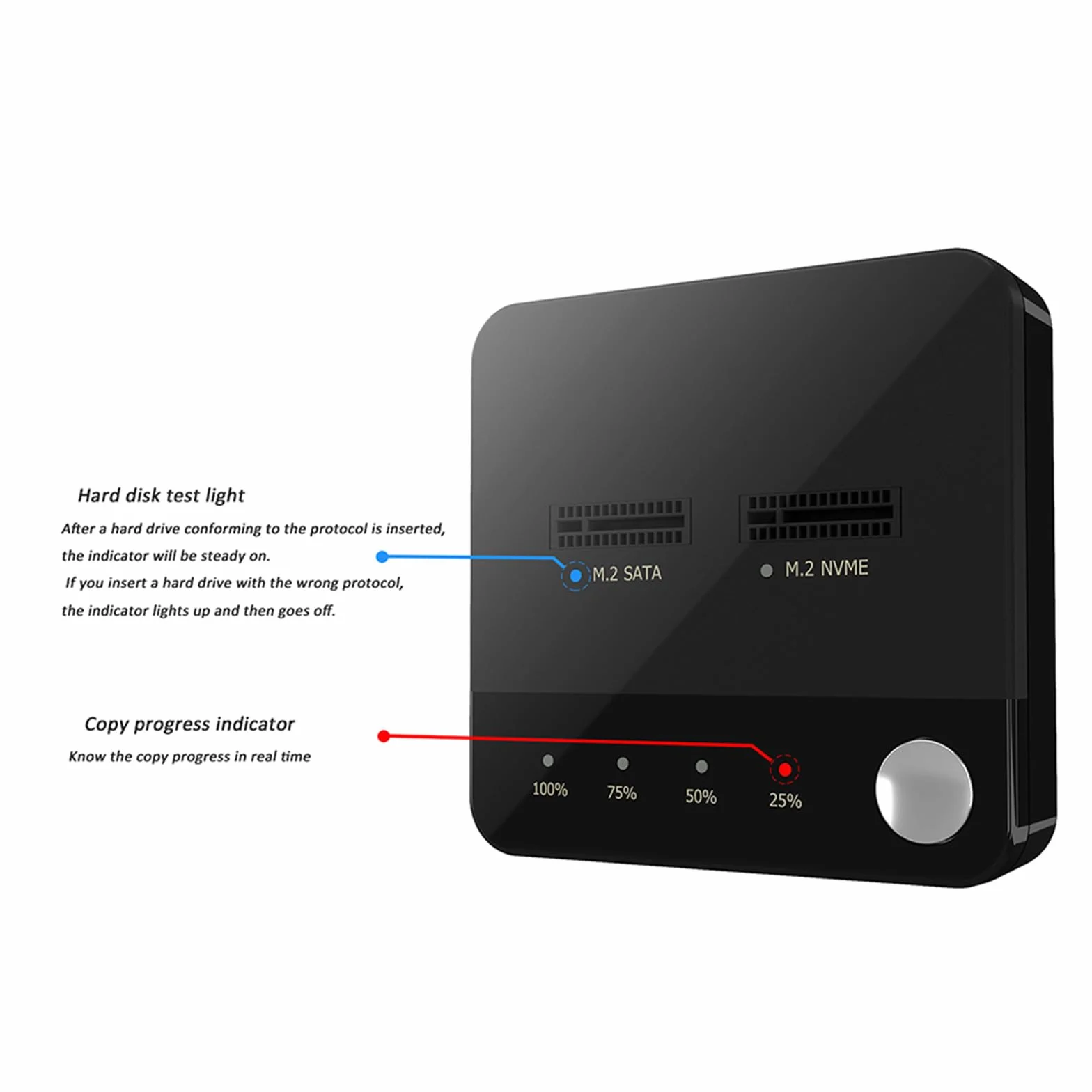 Docooler Duplicatore M.2 NVMe/SATA Clonatore SSD Dual-bay Offline Adattatore USB-C