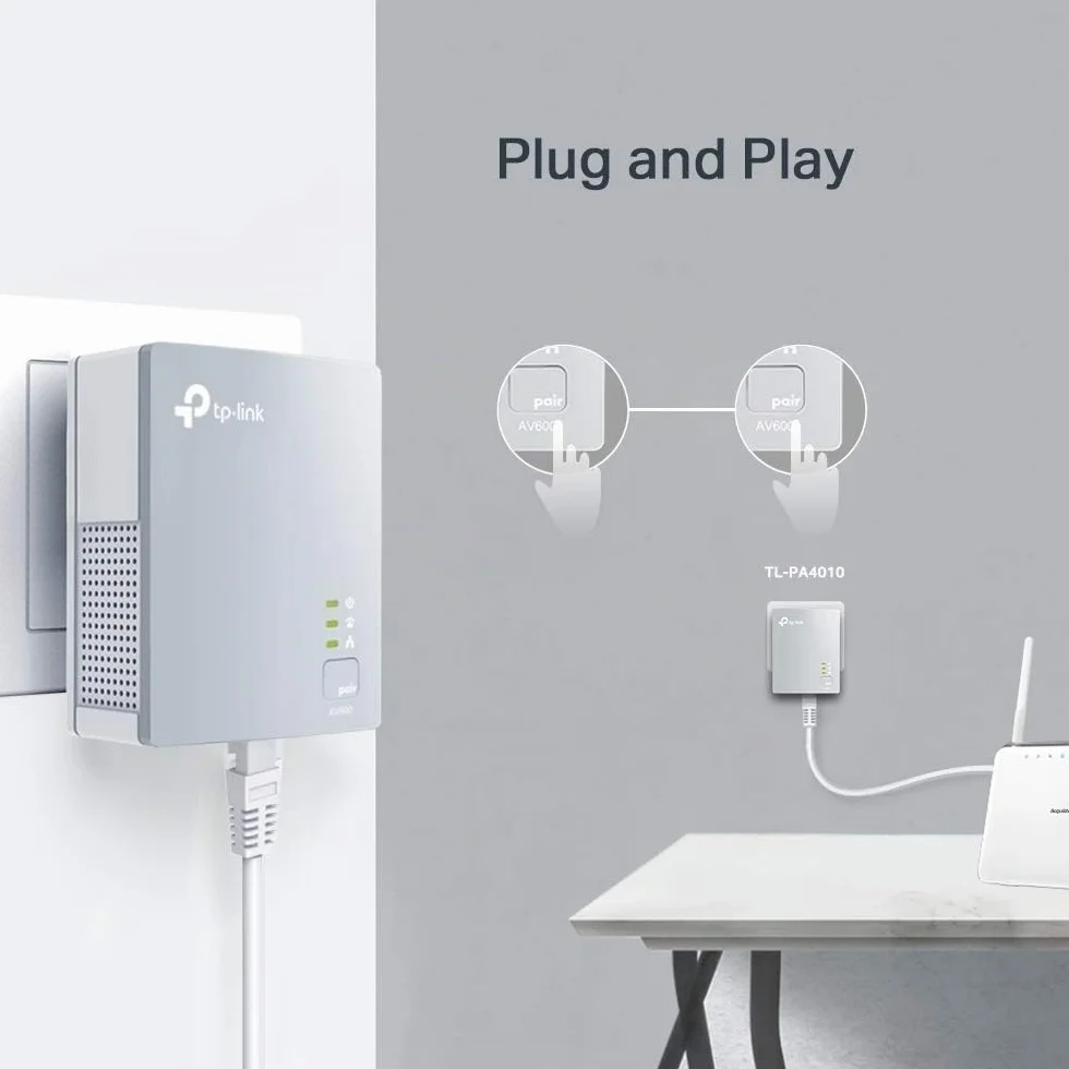 TP-Link TL-PA4010 Kit Powerline AV600Mbps, 1 Porta Ethernet, Plug & Play, Portata 300 Metri, Design in Miniatura, Ultracompatto, Modalità di Risparmio Energetico, Espandi la Rete