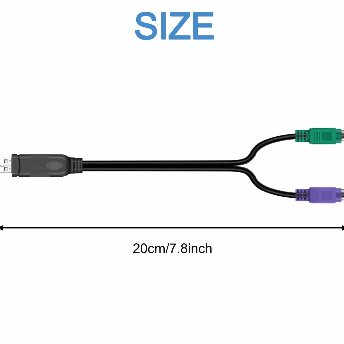Cavo adattatore mouse tastiera adattatore PS2 a USB, spina maschio PS/2 femmina a USB A con chip, cavo convertitore 2 in 1 da PS2 a USB 2.0