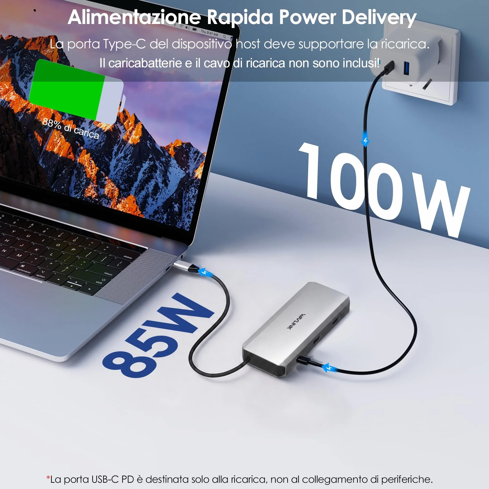 Docking station USB C WAVLINK 10 in 1 per laptop, doppio HDMI 4K@60Hz, USB A/C 3.0, lettore SD/TF, ingresso PD da 100W, Ethernet Gigabit, porta audio, compatibile con Dell, HP e Lenovo
