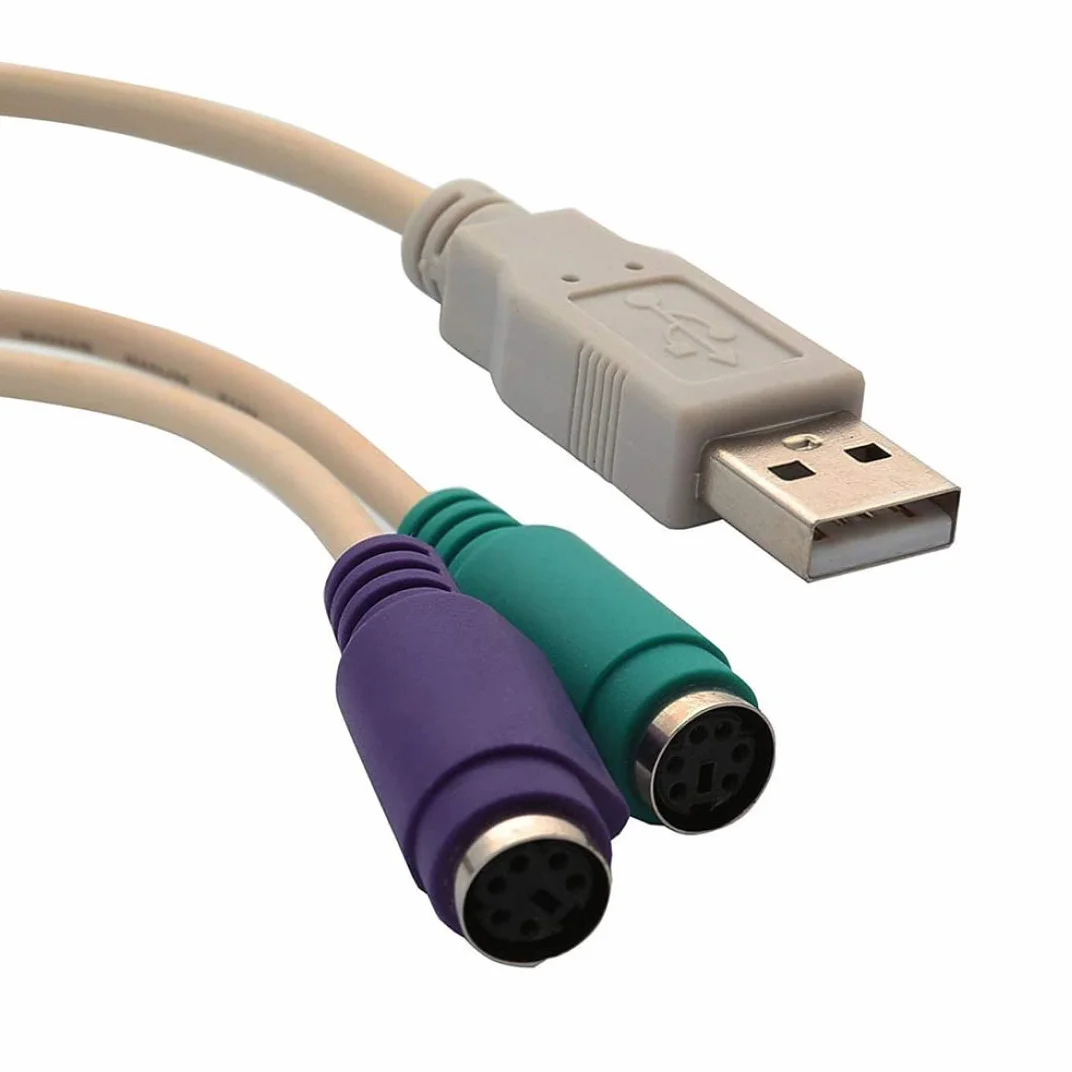 Convertitore da USB a PS/2 1 Pacco da USB a Doppio Cavo Adattatore convertitore per Mouse per Tastiera PS2 per Computer PC per Laptop