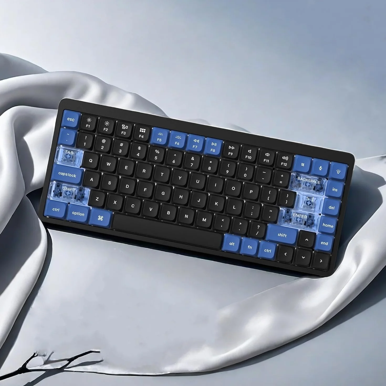 Keycaps Low Profile, Double Shot PBT 60 75 100%, PC materiale trasparente per tastiera, blu scuro/blu per la maggior parte degli switch MX Tastiera meccanica (solo tastierini)