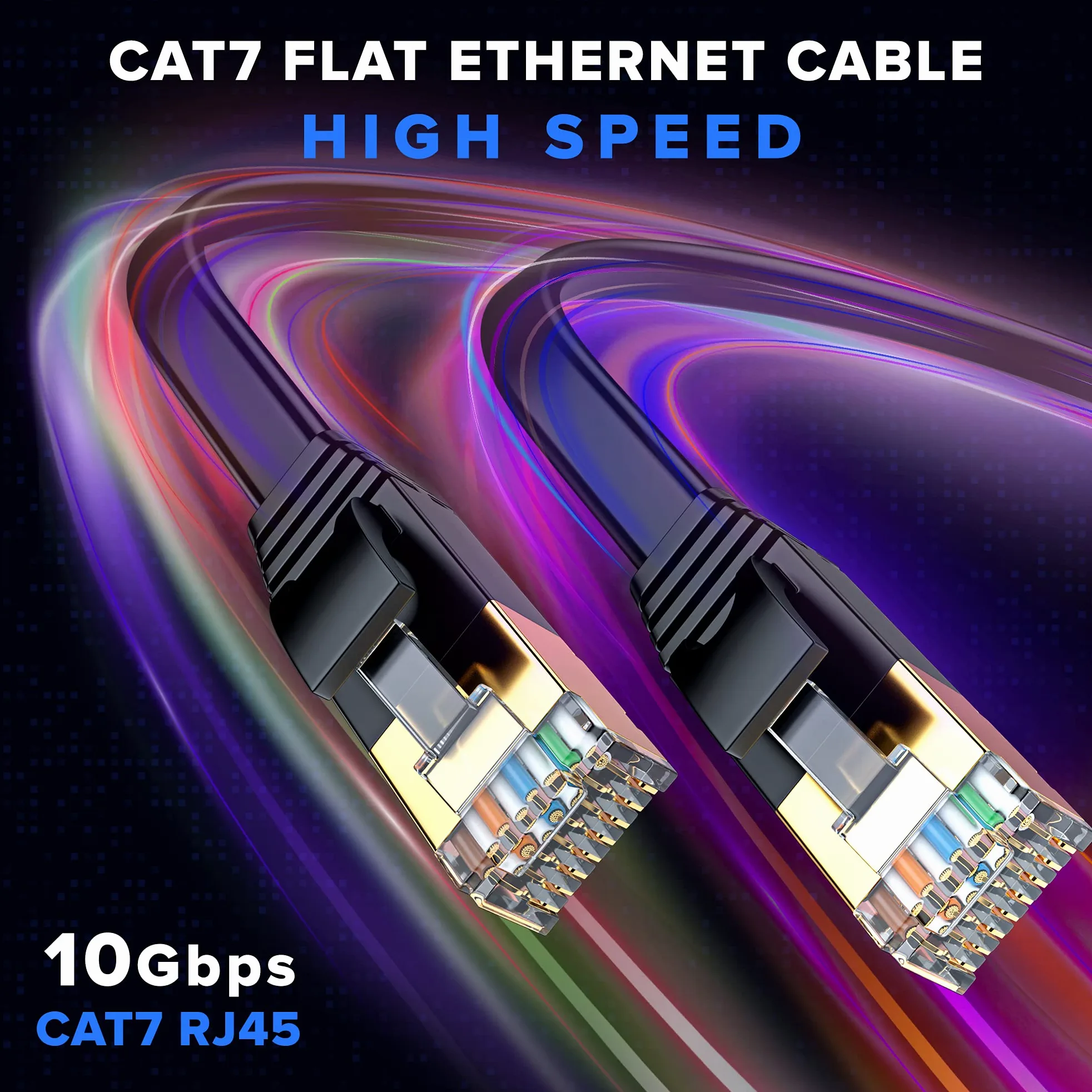 Maximm Cavo Ethernet piatto CAT7, confezione da 5 (rosa, 6,1 m), 10 Gbps, 600 MHz, connettori RJ45 schermati dorati, design flessibile ultra sottile per rete domestica e ufficio