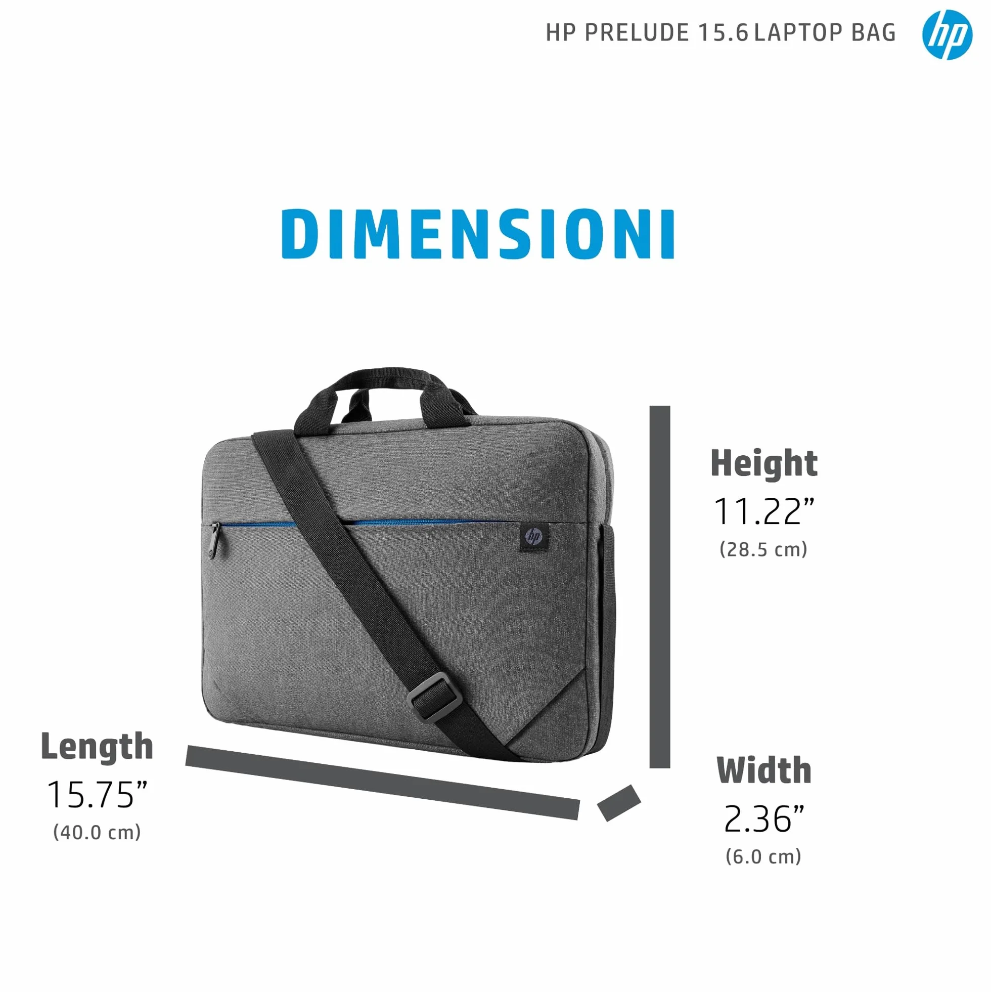 HP Prelude, Borsa a tracolla per Notebook fino a 15,6” e Tablet, con Tasche e Divisori Interni Imbottiti, Dotata di Cover Impermeabile, Realizzata con Materiale Riciclato, Grigia