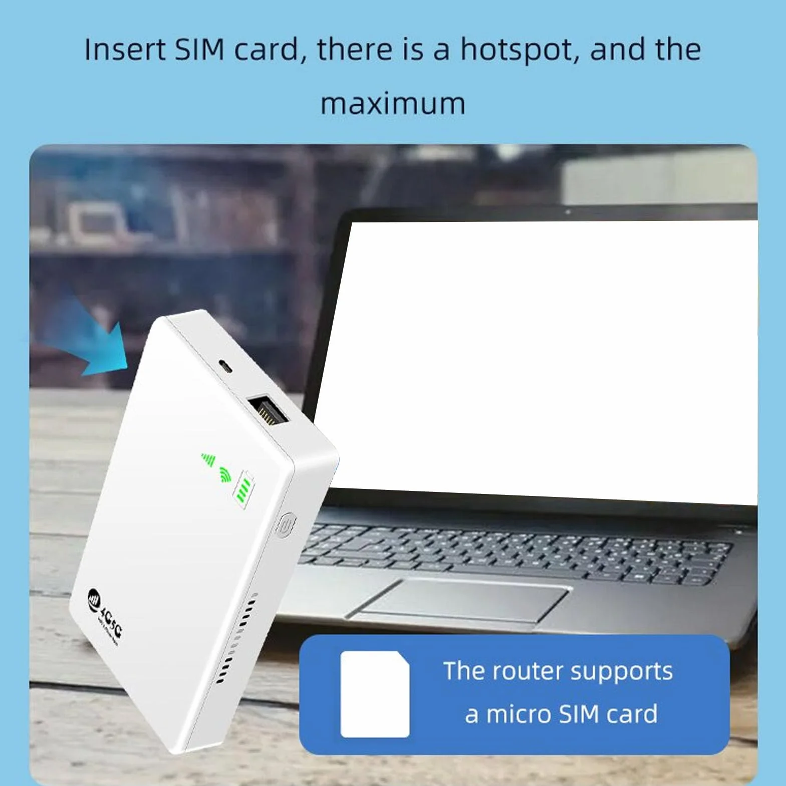 Hotspot WiFi Mobile 4G LTE, Router Sbloccato 5G con Supporto Slot SIM per 10 Dispositivi, Modem 300Mbps 10000mAh per Viaggi