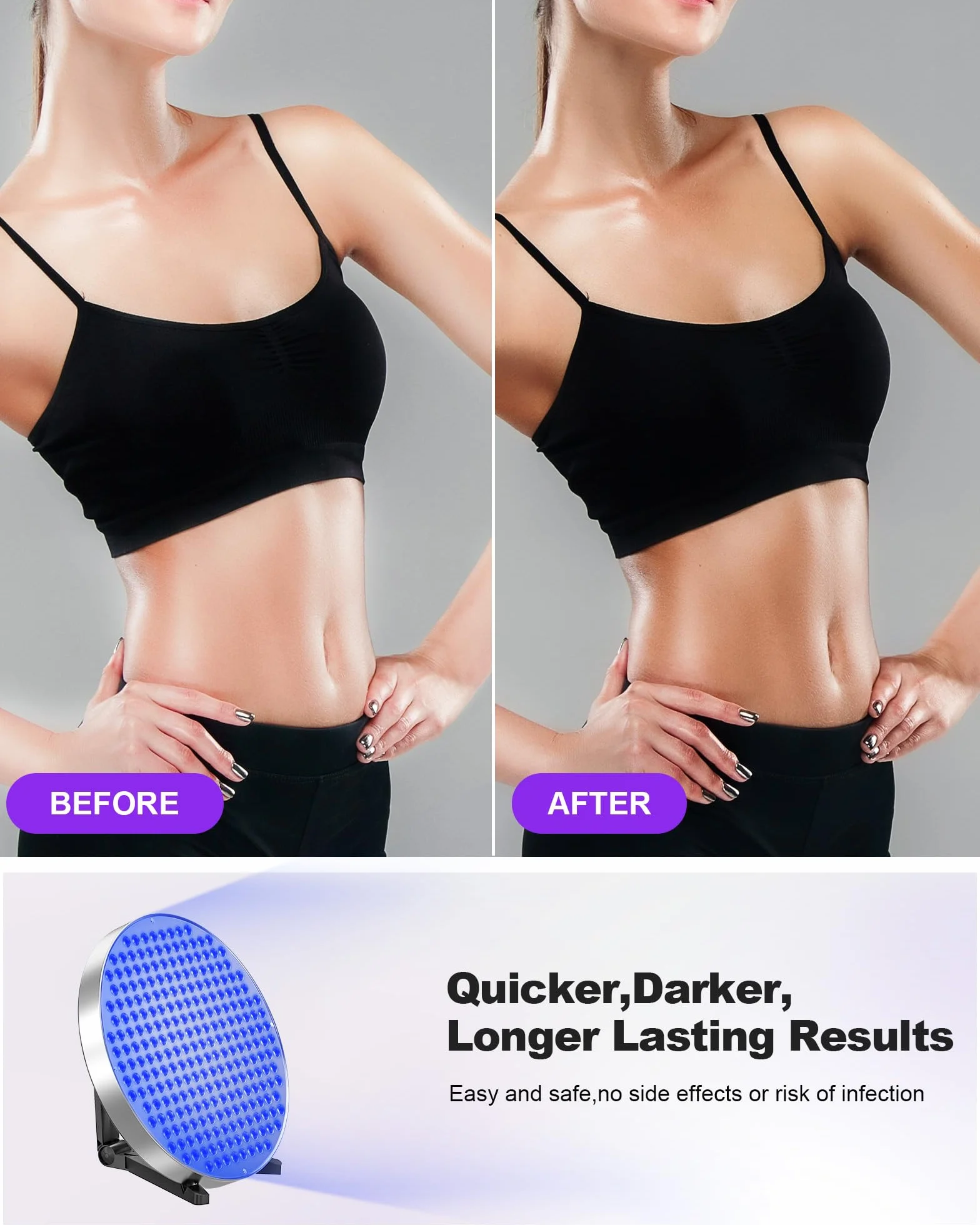 Solarium da 50 W 250 pezzi 460 NM con supporto pieghevole regolabile e ganci sospesi per corpo e viso