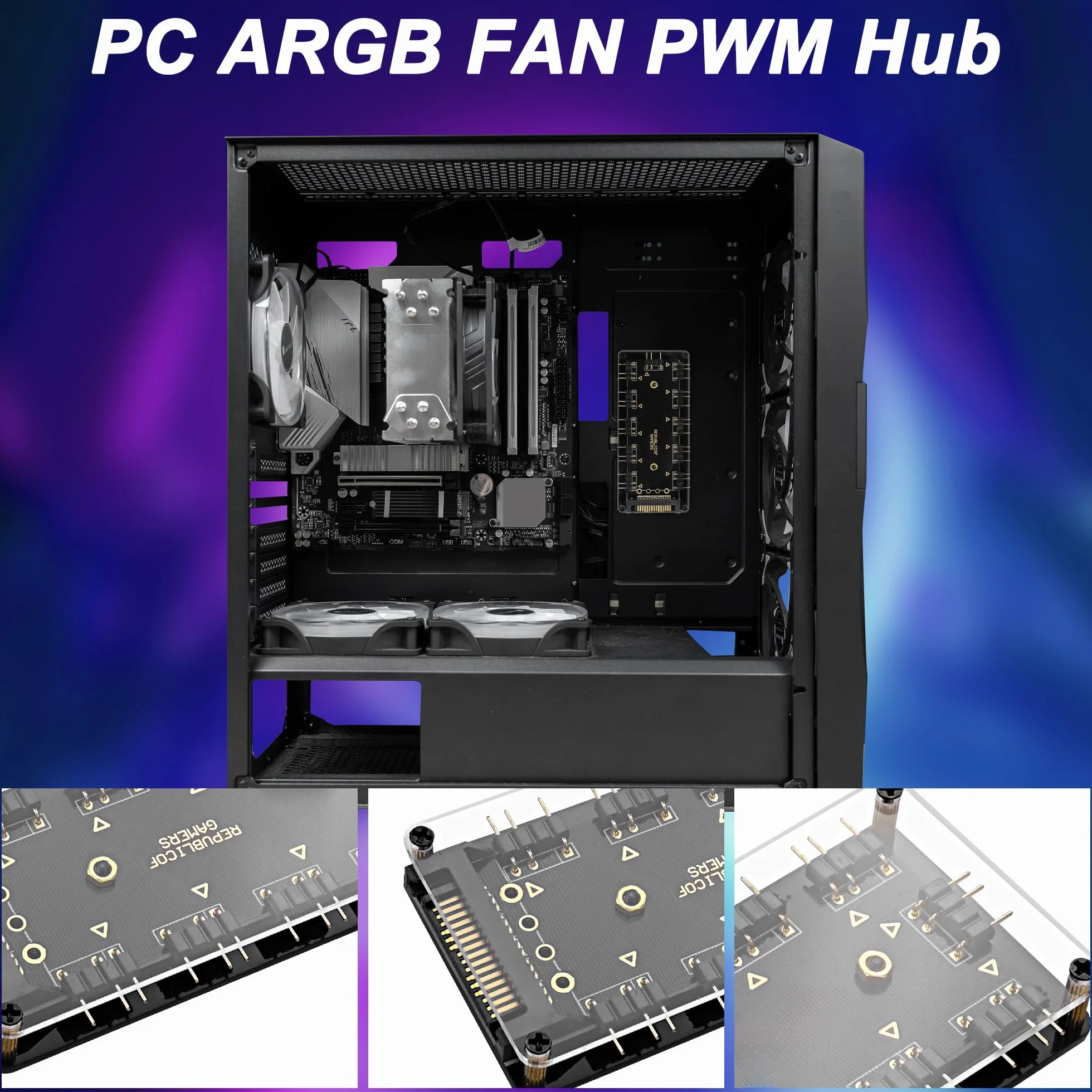 MEIRIYFA 5V 3PIN ARGB Splitter HUB 1 a 10 Vie LED Fan HUB Controller con 50CM Prolunga Cavo di Estensione SATA Adattatore