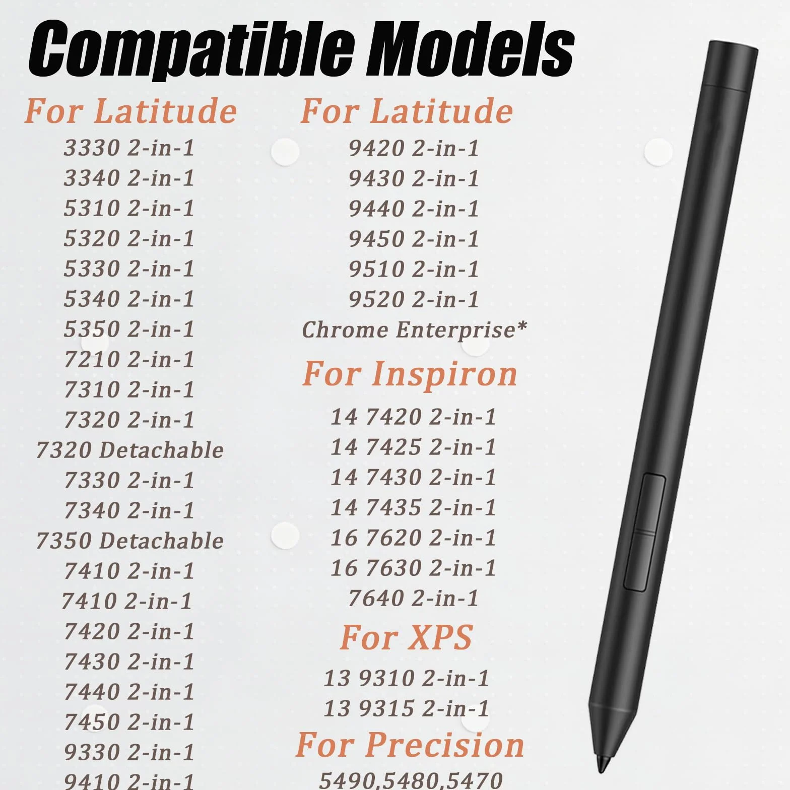 Pro Pen G1 compatibile con Active Stylus PN5122W per Dell Latitude 7440 7340 5330 9430 2-in-1 per Dell XPS 13 9310/9315 2-in-1, Inspiron 14 7420/7425/7430, Inspiron 16 7620 /7630 2 in 1