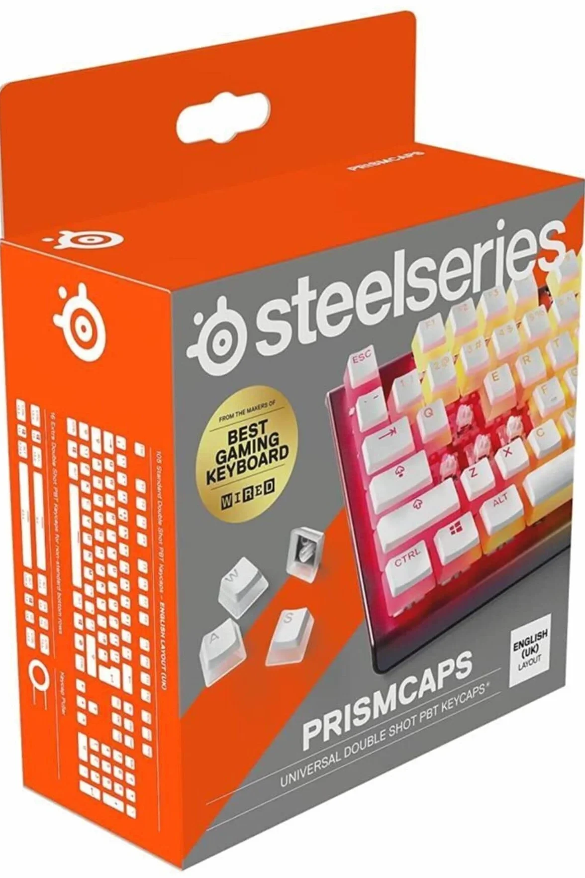 SteelSeries PrismCaps, Copritasti in stile pudding a doppio scatto, Robusta termoplastica PBT, Compatibile con la maggior parte delle tastiere meccaniche, Steli MX, Bianca (Layout UK)