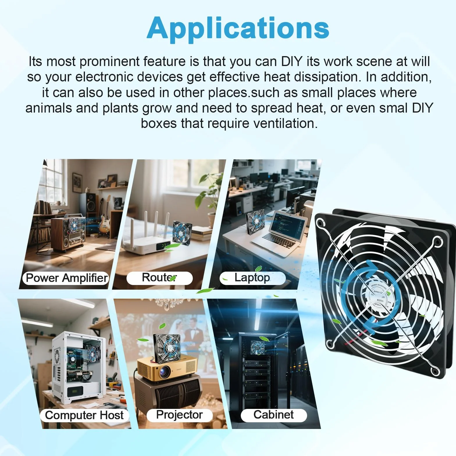 Ventola per PC da 120 mm, ventola da 12 V con spina di alimentazione e regolatore di velocità continuo (2750 RPM) – silenziosa e potente ventola per computer, server, PC da gioco, cabina AV, router