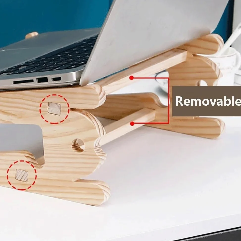 Supporto per Laptop Supporto Universale in Legno for Laptop da scrivania, Supporto Staccabile for Laptop da 10-17,3 Pollici Rialzo per Laptop(XL)