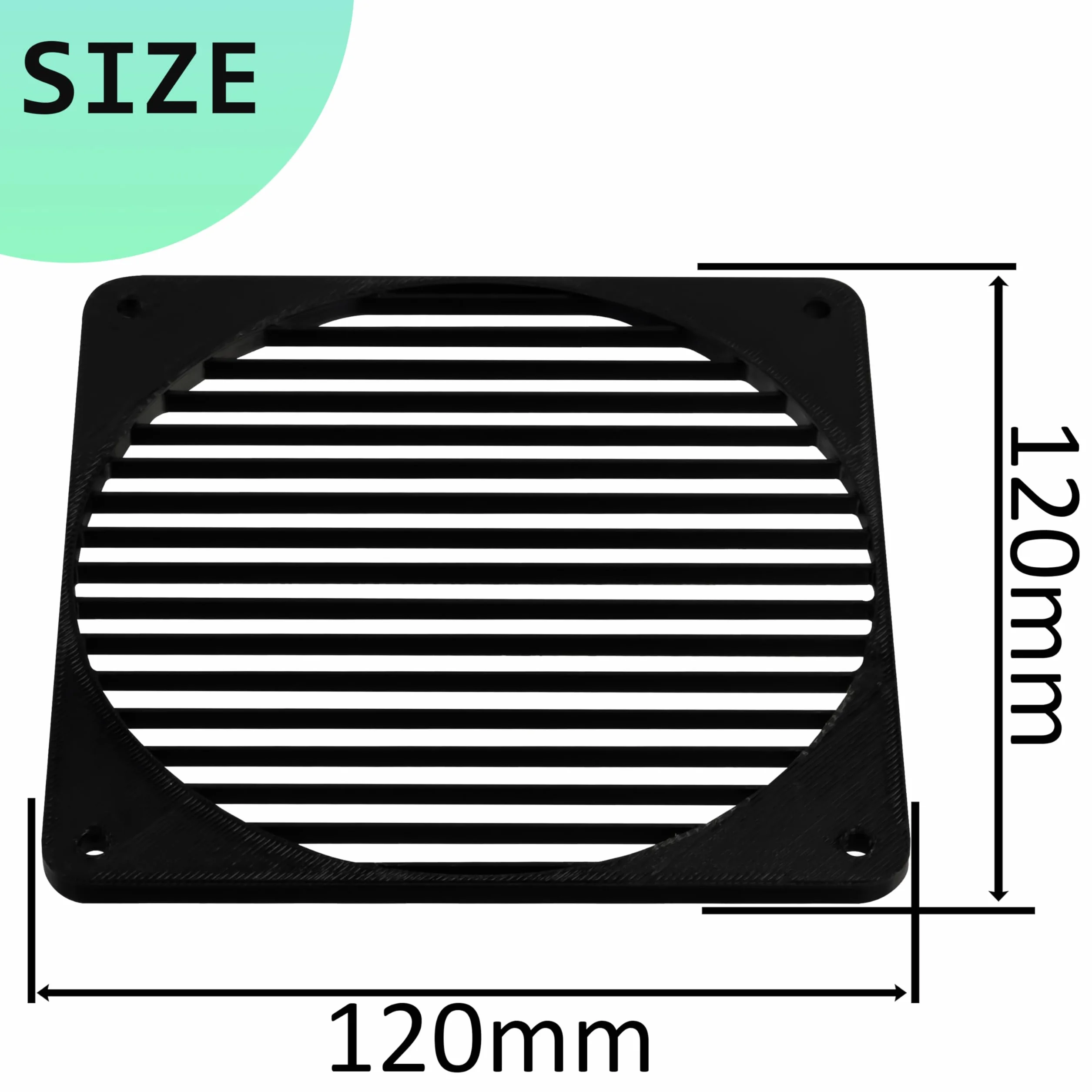 Aerzetix Set di 2 Griglie per Ventola 120x120 mm in plastica per Computer PC stampanti dispositivi audiovisivi proiettori multimediali/Colore Nero