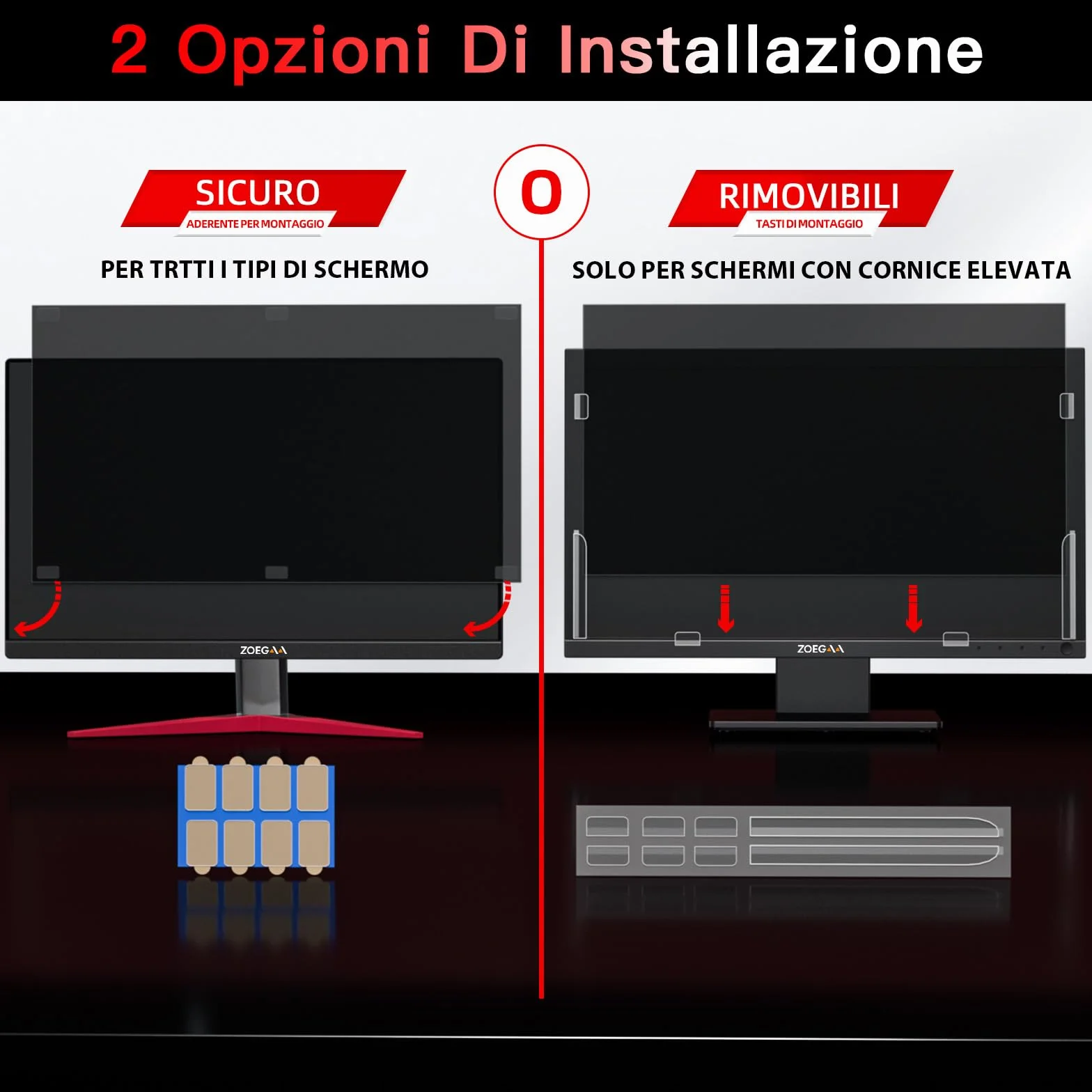 ZOEGAA Confezione da 2 Pellicole Privacy Monitor 24 Pollici per Computer 16:9 - Filtro Privacy Antiriflesso con Protezione Luce Blu per PC, Rimovibile a Doppia Faccia, Protezione Dati a 180°