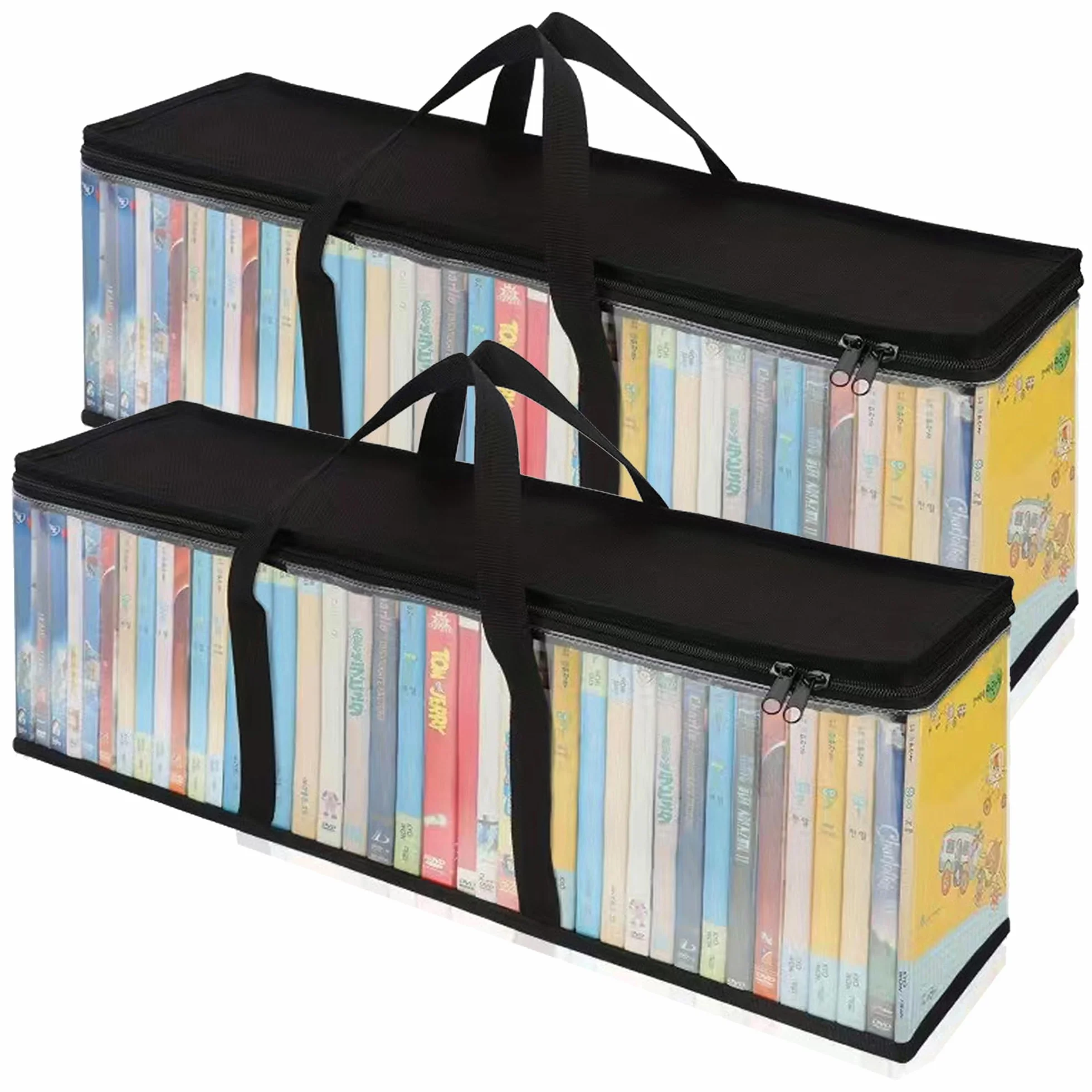 2 Pezzi Borse Porta Portatile per DVD, Custodia per Dvd Resistente Acqua Trasparente di Grande Capacità Custodia, Borse di Archiviazione per Trasporto per CD, Album, Libri (60x22x15.2cm)