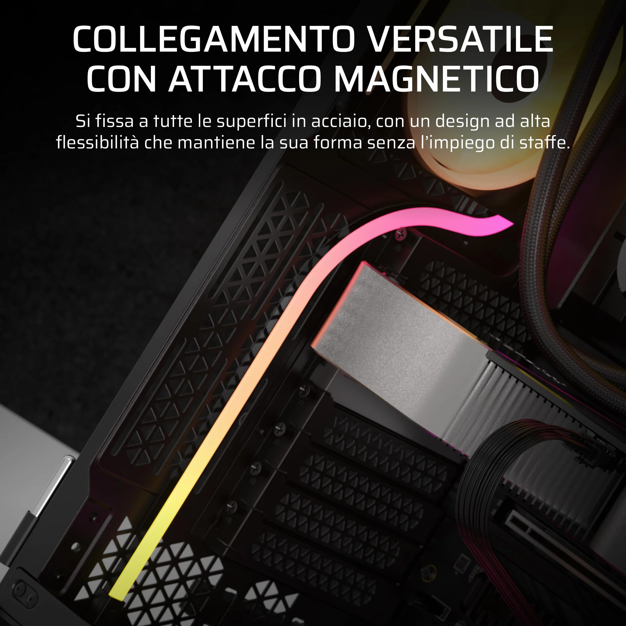 CORSAIR LS350 Aurora Light RGB Strips 350mm – 2x Magnetic Diffused Individually Addressable RGB LED Strips – +5V ARGB Header or CORSAIR iCUE Controller – ARGB to iCUE 3-Pin Adapter Cable Included