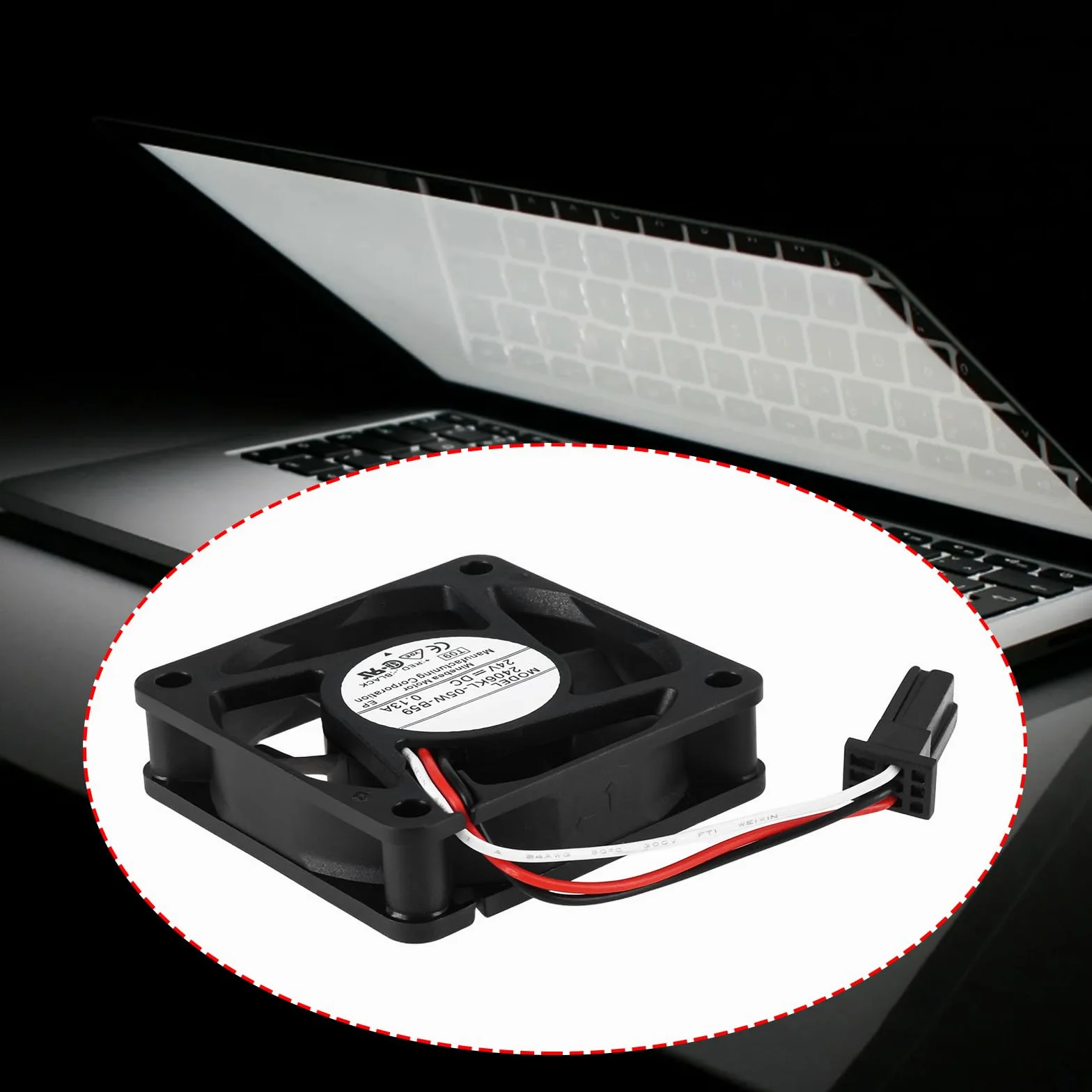 Ventola di Raffreddamento DC 24V 0,13A con Spina A 3 Pin 60x60x15mm 2406KL-05W-B59 Compatibile con NMB-Mat Desktop Laptop Server