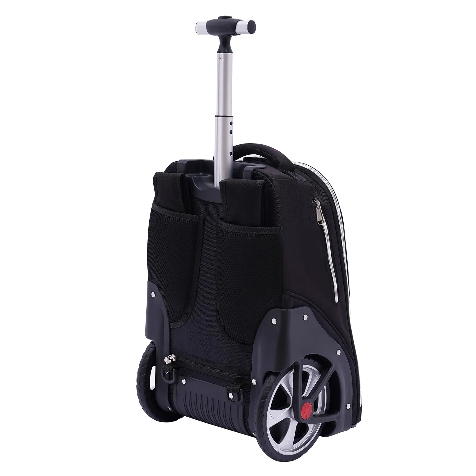 Zaino trolley da 45 l, con ruote, impermeabile, per laptop da 15 pollici, bagaglio a mano 3 in 1, ruote silenziose da 7 pollici, trolley in alluminio regolabile in altezza, per scuola, lavoro