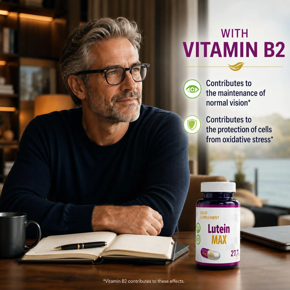 Hepatica Luteina 50 mg con Vitamina B2 90 Capsule Vegane per Capacità Visiva Normale