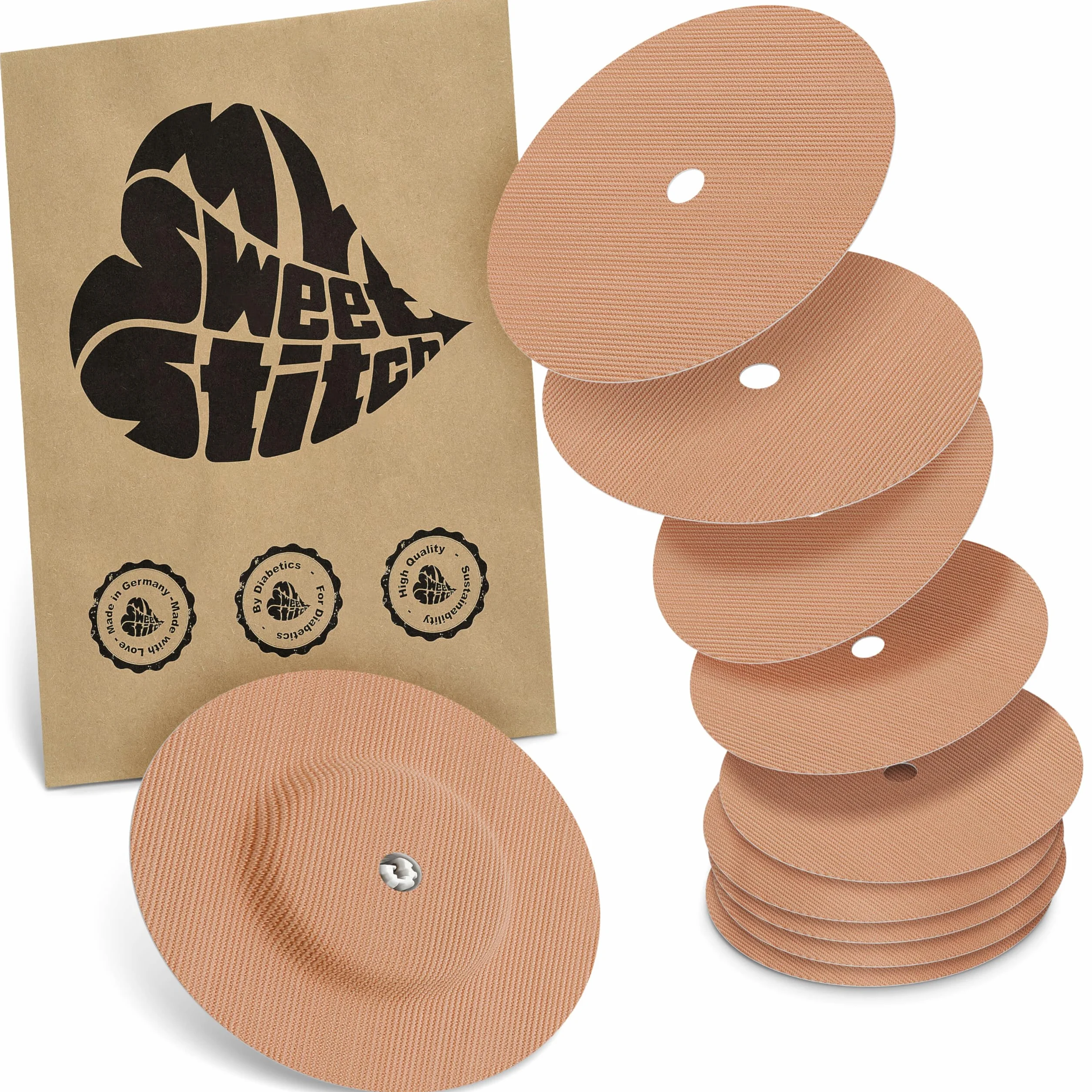 MySweetStitch FreeStyle Libre 1 & 2 cerotti sensore Overpatch rotondo Ø 65mm impermeabile traspirante Beige