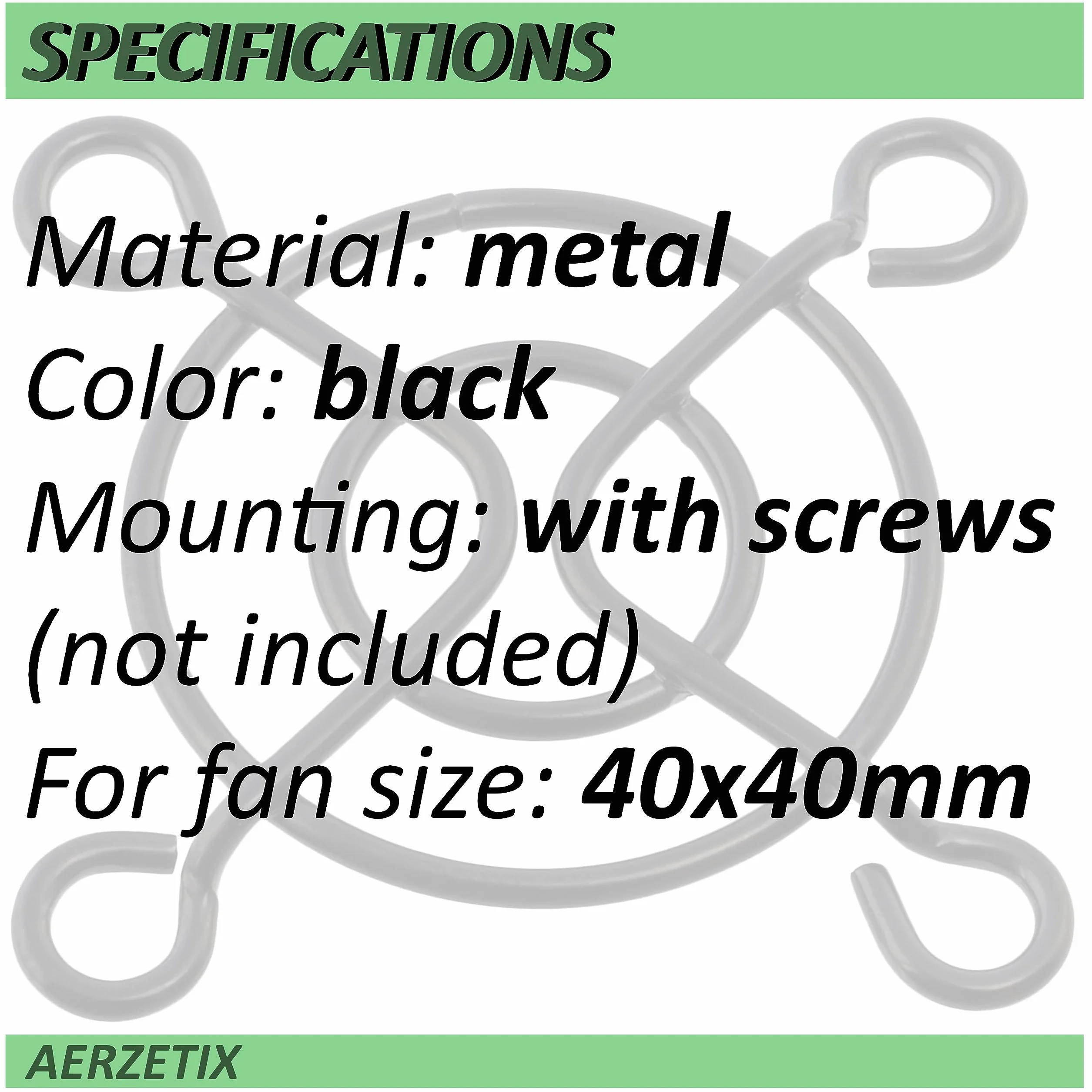 Aerzetix - C15102 - Set di 2 Griglie di Protezione per Ventola da Computer 40x40mm - in Metallo - Colore Nero