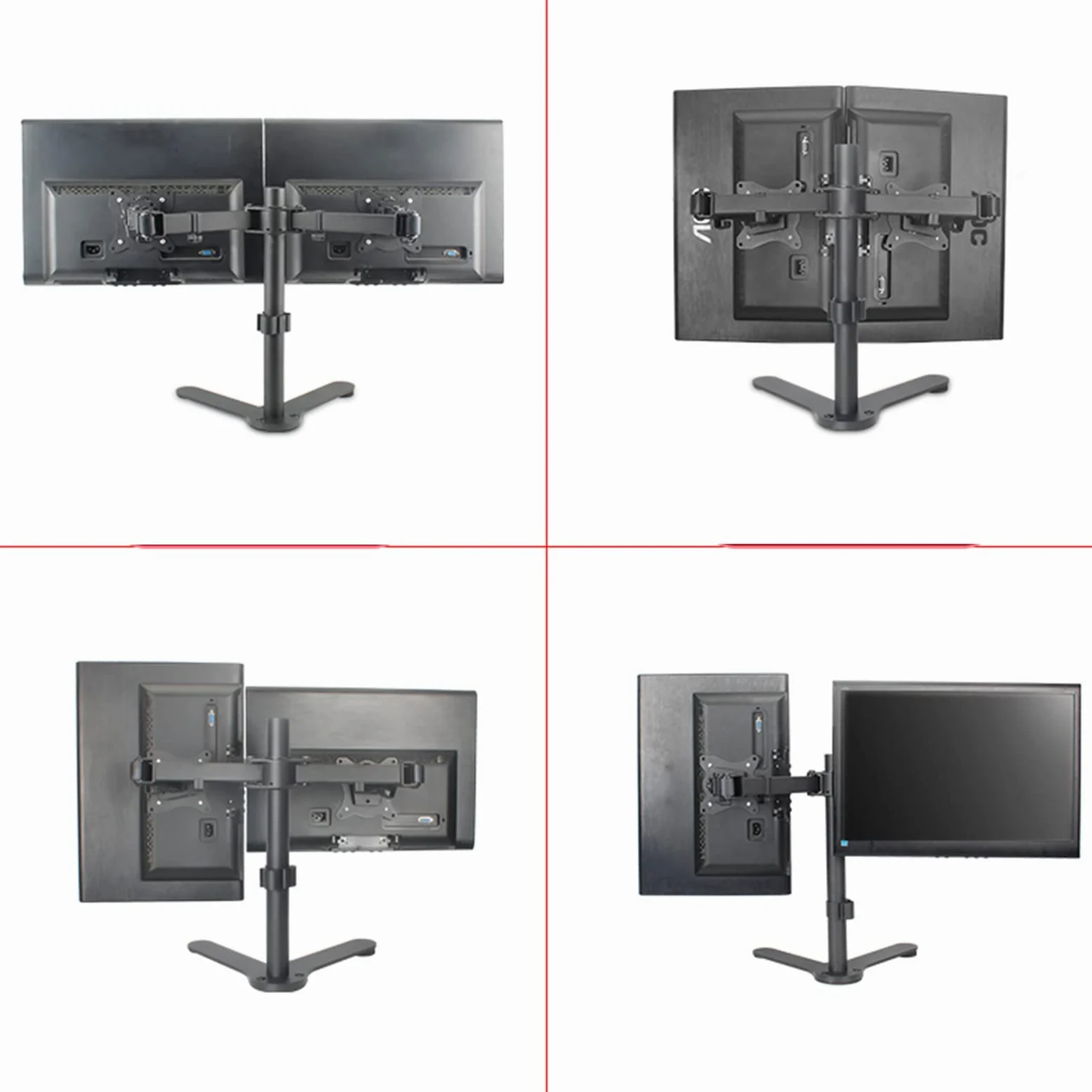 Supporto Doppio per Monitor, Robusto Supporto da Scrivania Completamente Regolabile per Schermi da 12 A 24 Pollici, Supporta 2 Schermi Fino A 10 Kg/22 Libbre Ciascuno