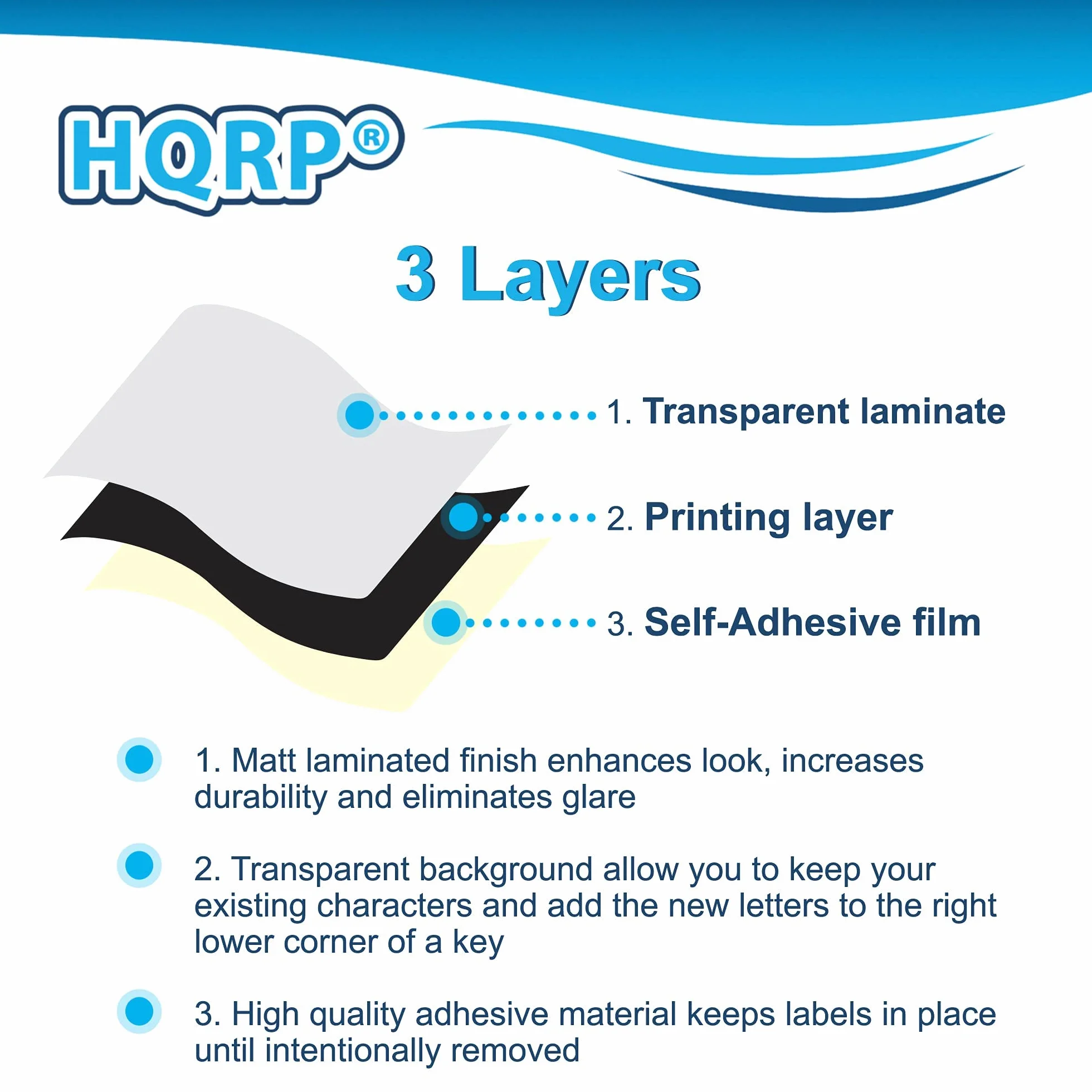 HQRP Autoadesivi laminati trasparenti lettere gialle d'ebraico per tastiera di laptop/PC desktop/notebook