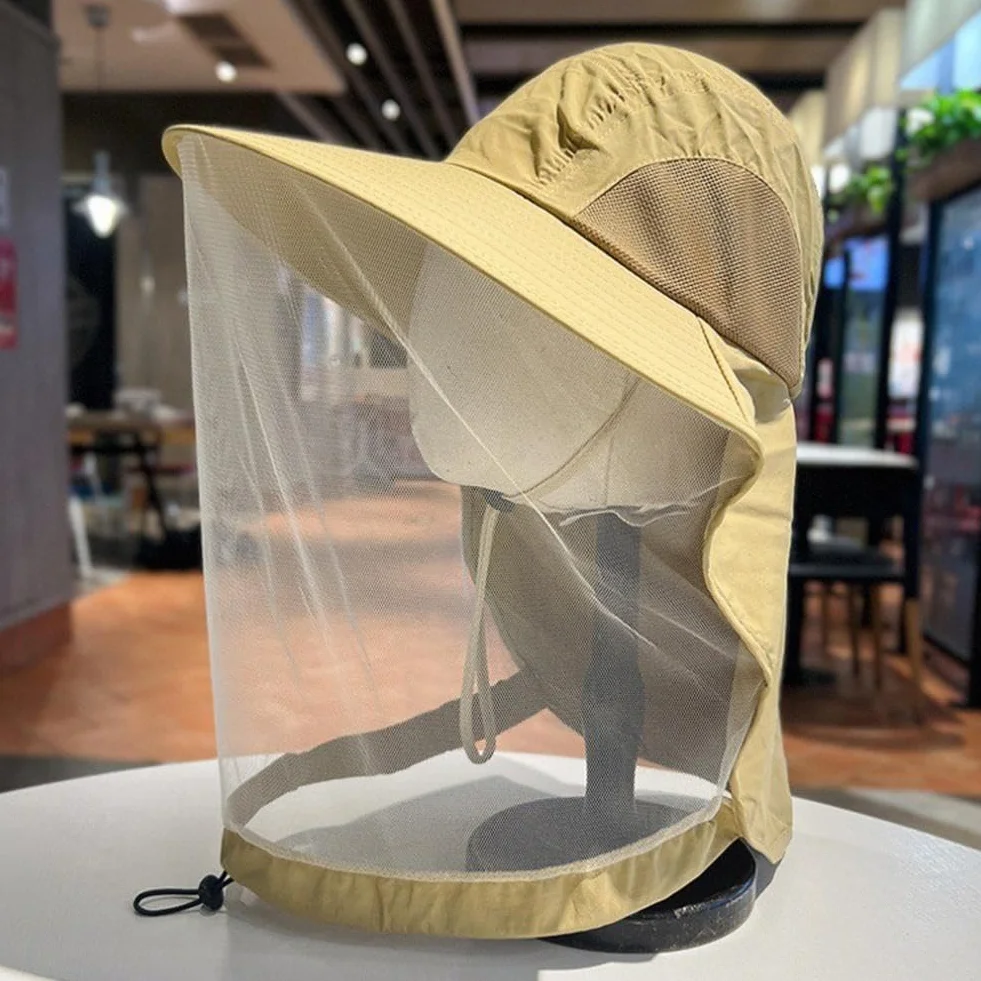 Cappello da Safari con Velo Zanzariera Protezione Insetti Sole Pesca