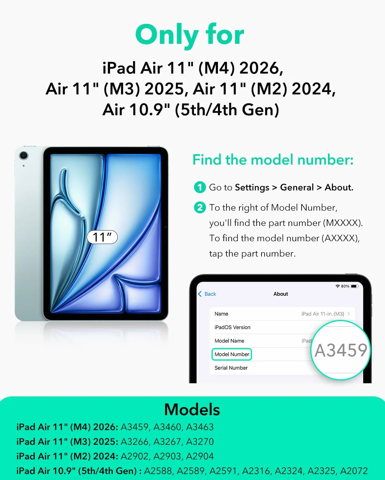 ESR Custodia per iPad Air 11" M4/M3/M2 2026/2025/2024, iPad Air 5a/4a Gen 2022/2020, Flip Serie Nero