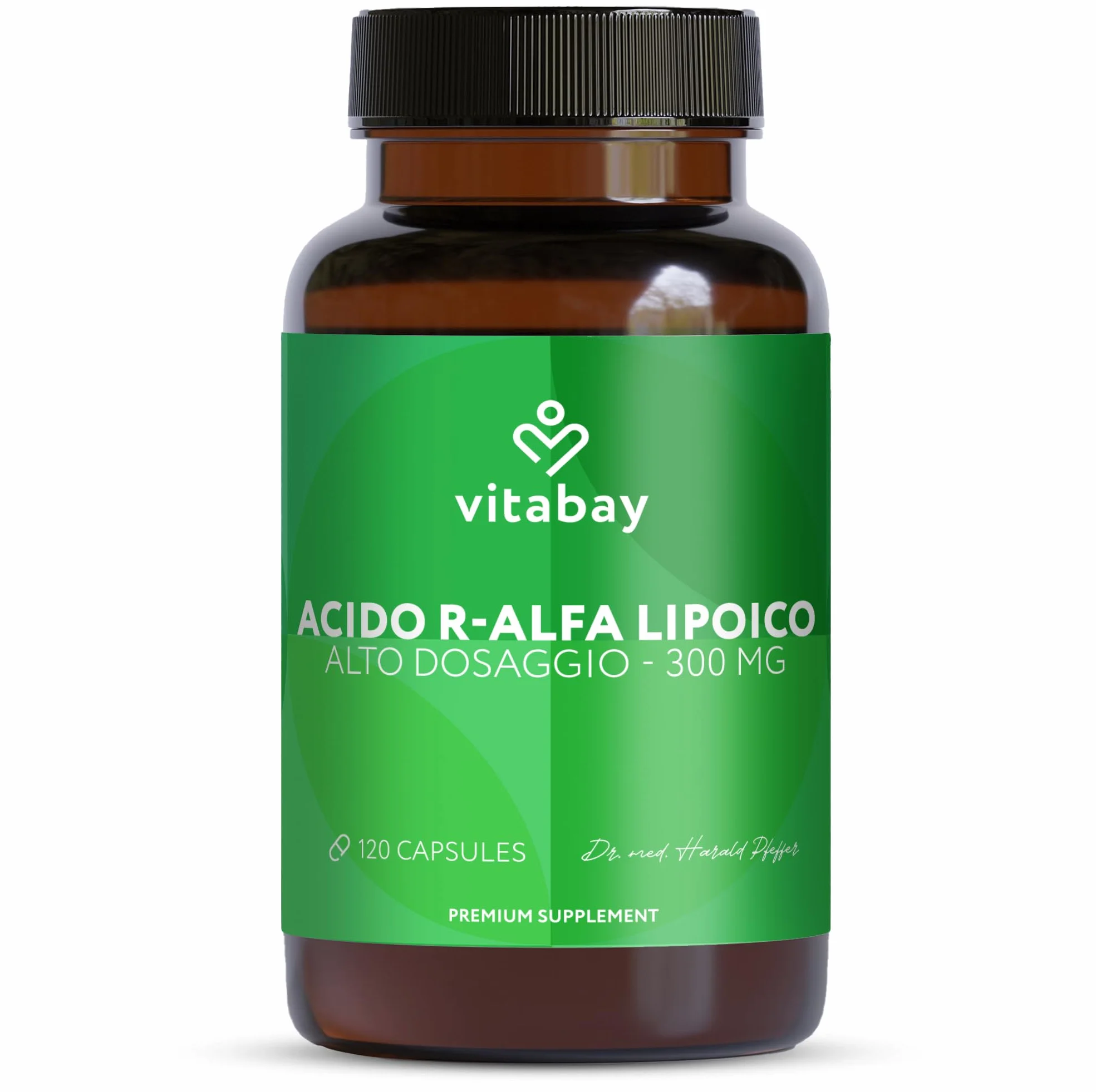 Vitabay Acido R-Alfa Lipoico 300 mg 120 capsule vegane Alpha Lipoic Acid ad alto dosaggio forma R naturale