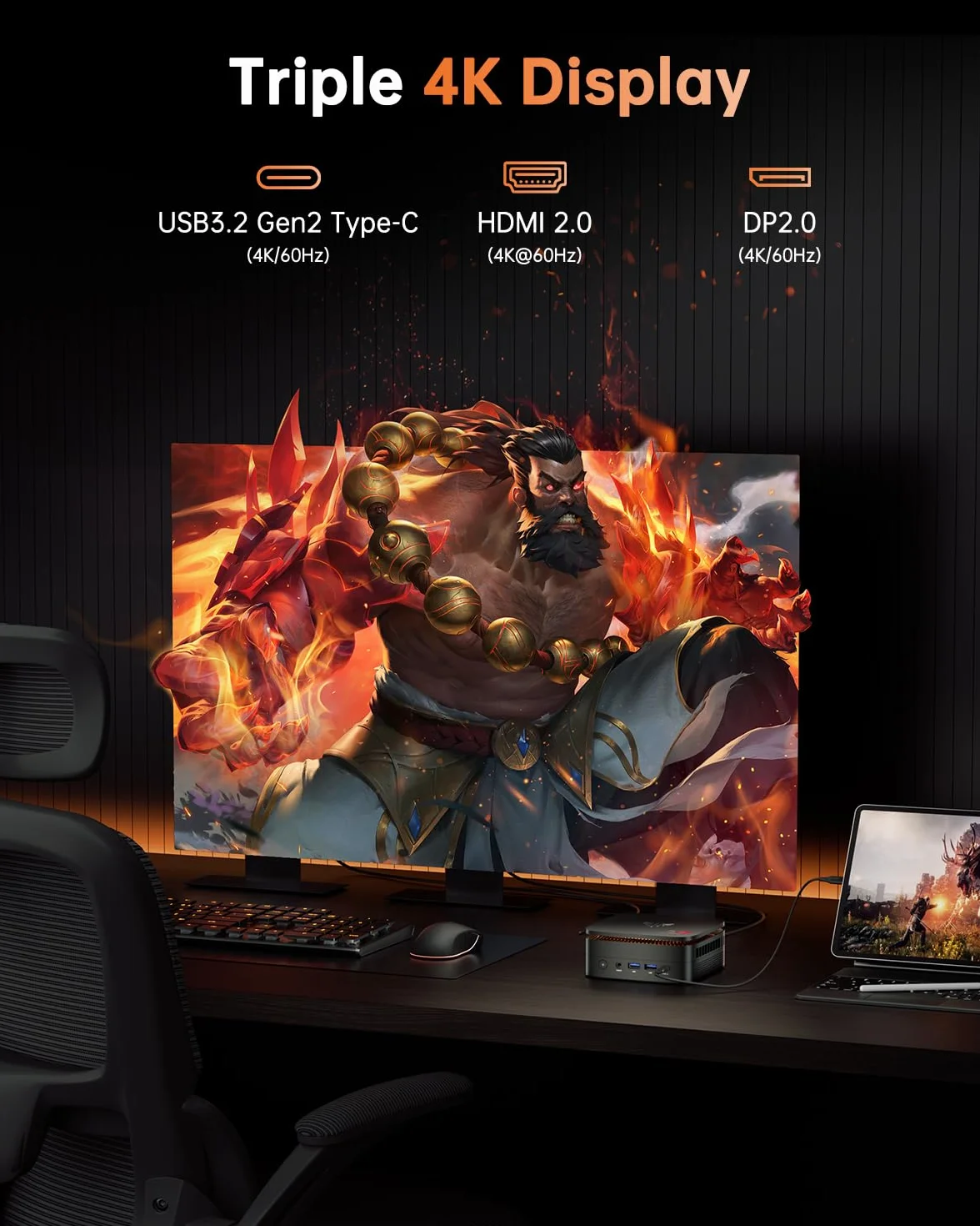 NiPoGi Hype H1 Mini PC AMD Ryzen 7 7735HS 24GB LPDDR5 5500MHz 1TB M.2 NVMe SSD 4K@60Hz WiFi 6 BT 5.2