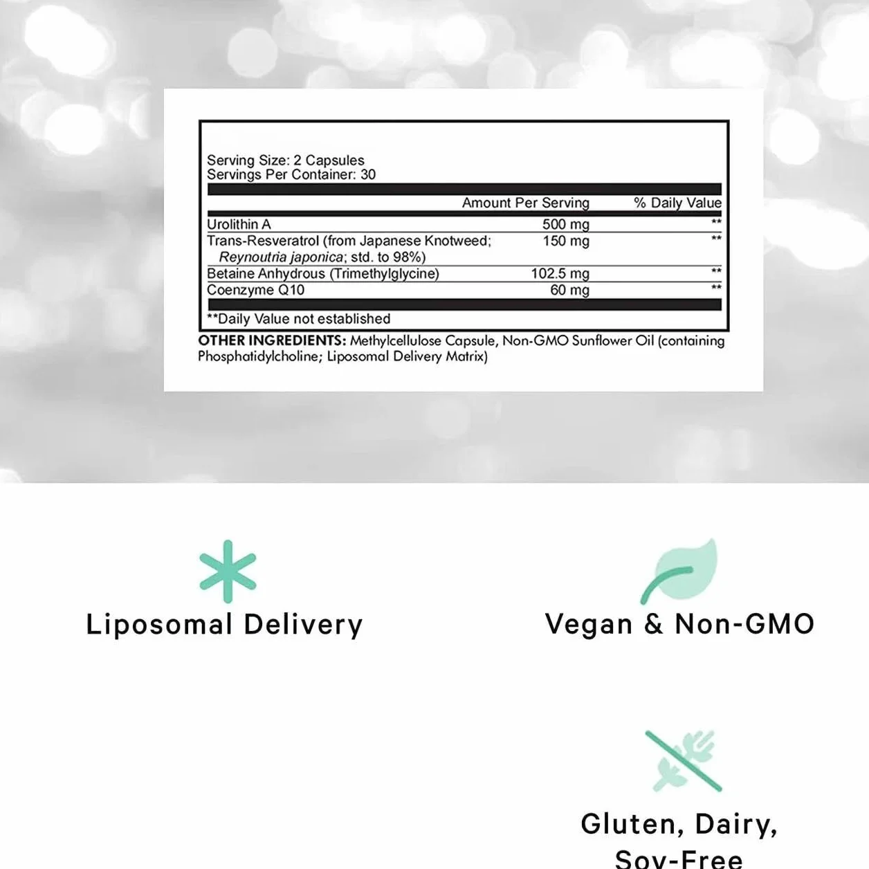 Urolitina liposomale A Biodisponibilità migliorata resistenza muscolare Formula vegana Non OGM