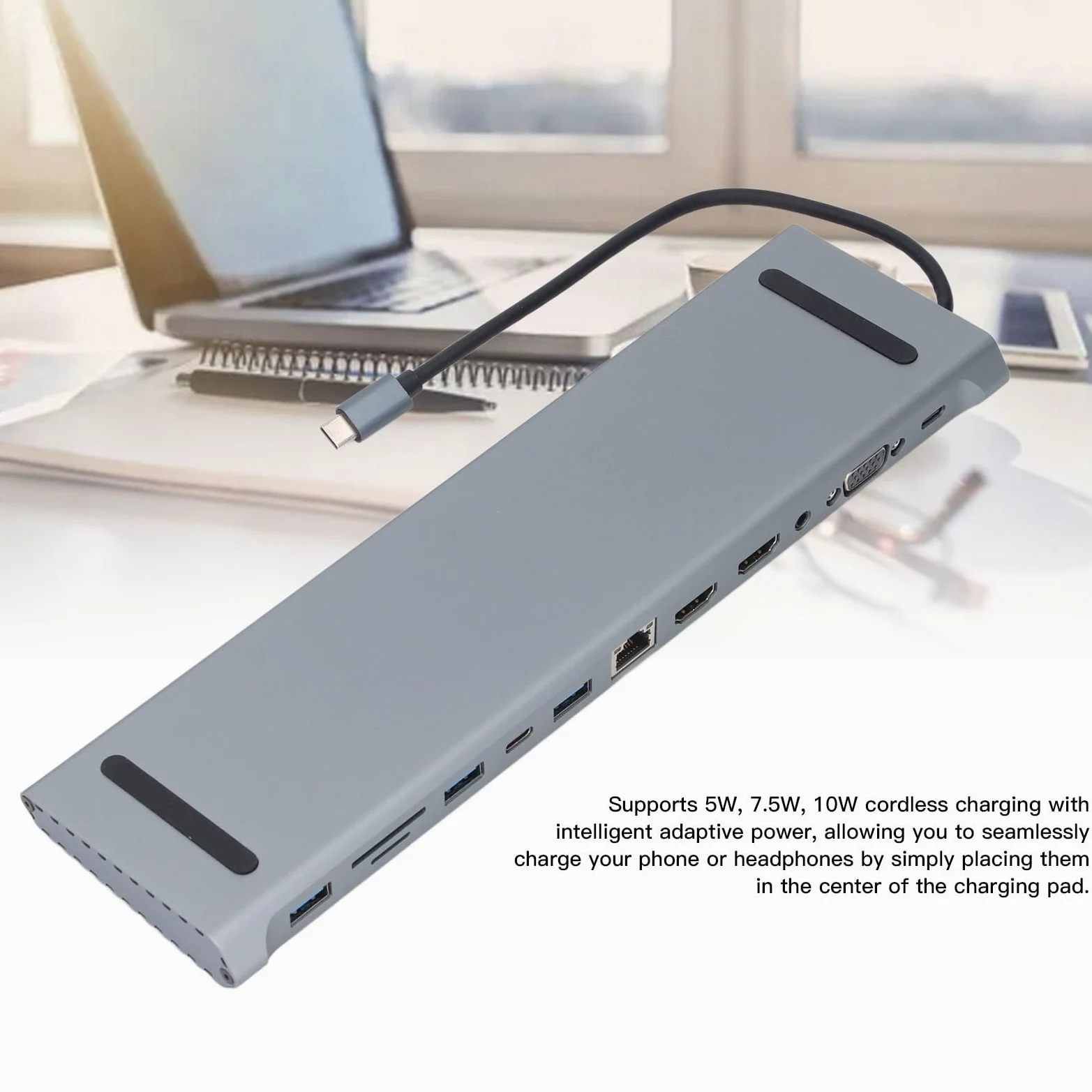 Fyearfly USB C DockingStation 12 in 1 USB C HUB STAZIONE 100W PD con VGA 2 USB 3.0 Ethernet SD/TF Slot Slot Gigabit Ethernet per Laptop