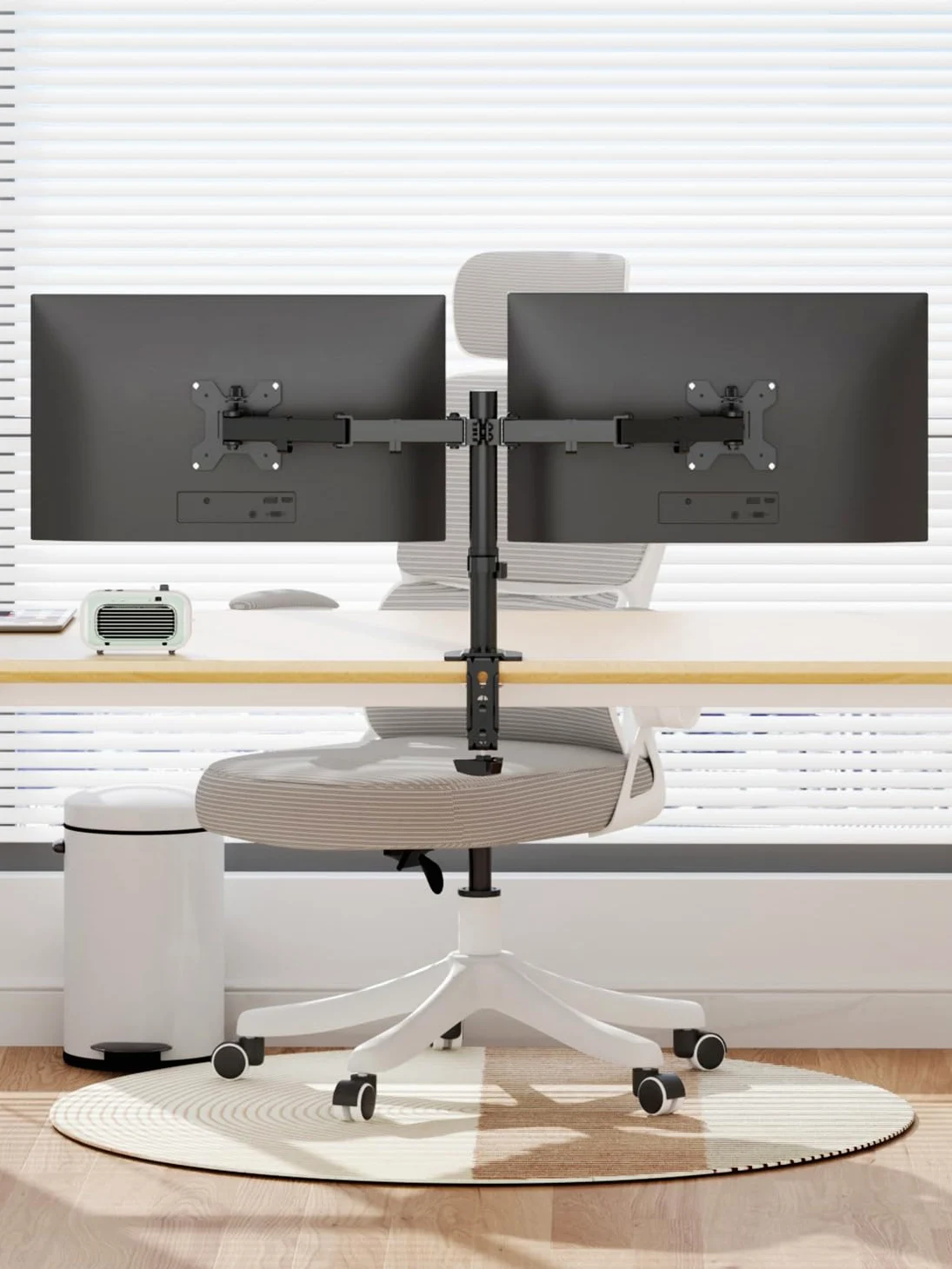 Suptek Supporto per 2 Schermi da Scrivania, Braccio per Doppio Monitor da Tavolo per Due Monitor LCD TV LED da 13-27 Pollici, Dual Supporti per Monitor Schermo per Computer PC Staffa
