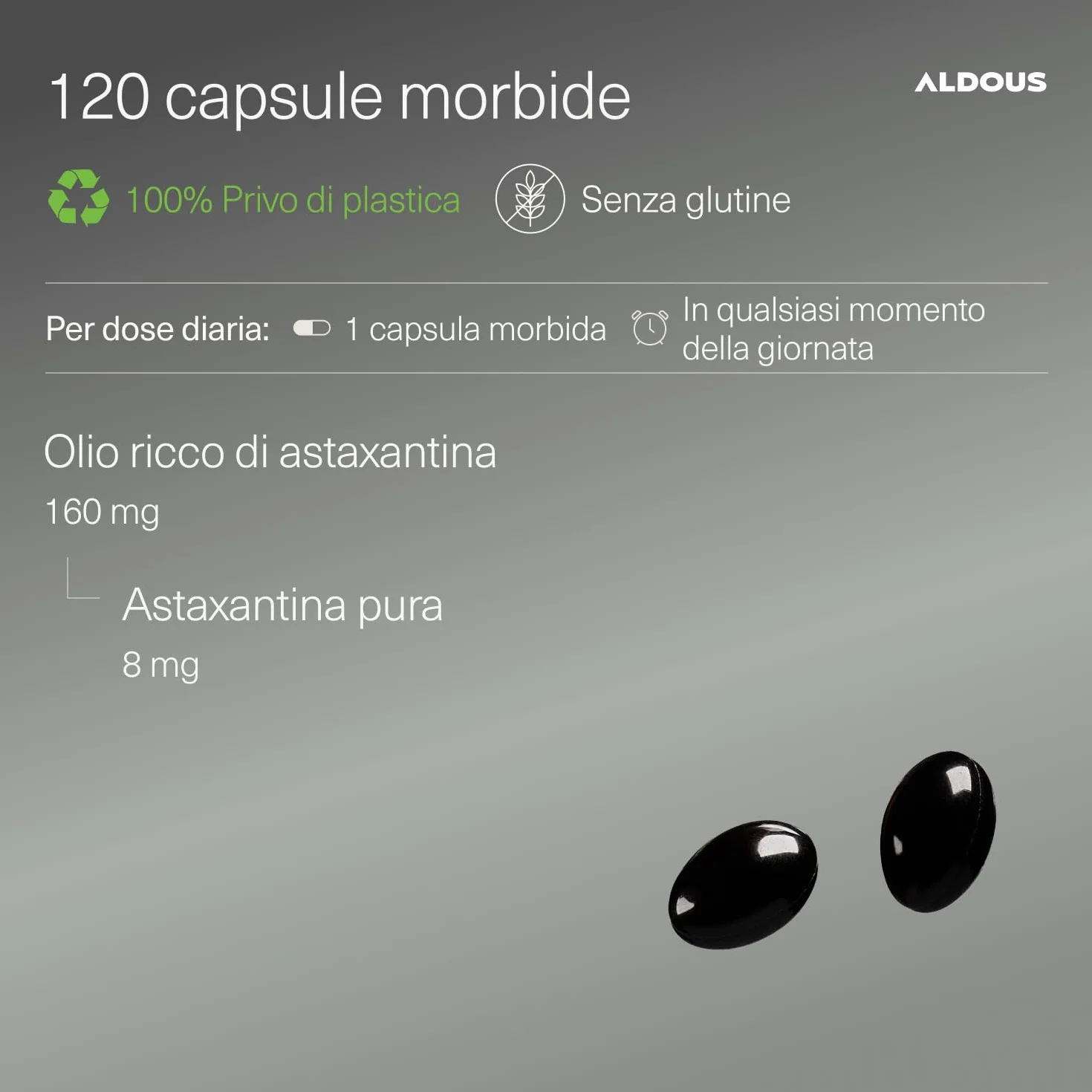 Astaxantina 120 Capsule Morbide 160mg Olio di Astaxantina Naturale Antiossidanti Integratori