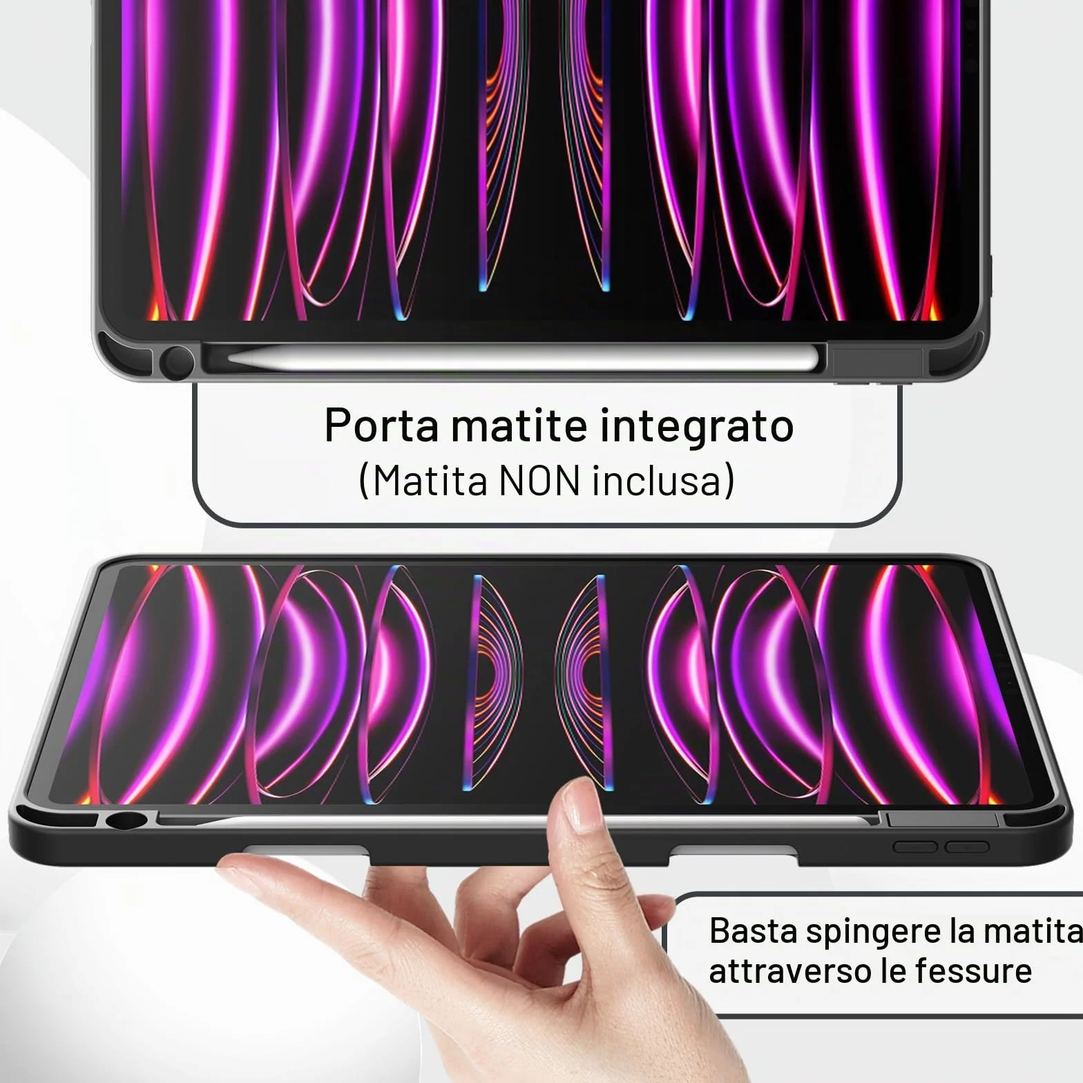 JETech Custodia iPad Pro 11 Pollici 2022/2021/2020 Portapenne Ricarica Pencil 2a Gen Cover TPU Sottile Nero