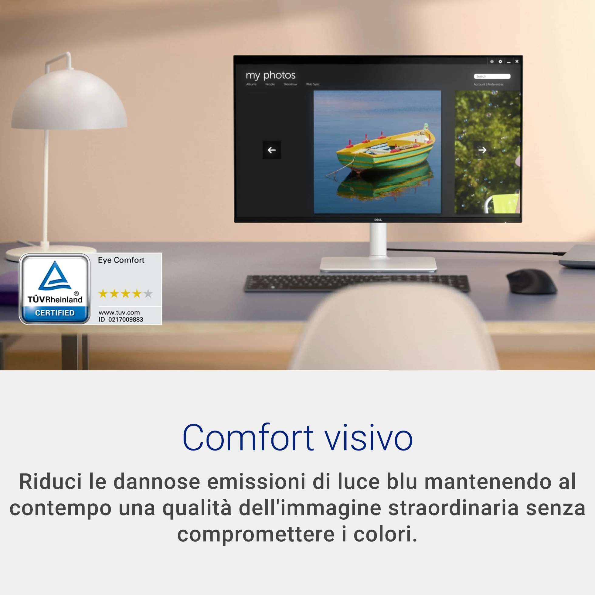 Dell 27 Plus Monitor - S2725DSM, QHD (2560x1440), 144Hz, IPS, 1ms MPRT, AMD FreeSync, 99% sRGB, Regolabile in Altezza, Altoparlanti integrati, DisplayPort, HDMI, 3 Anni di Garanzia, Bianco