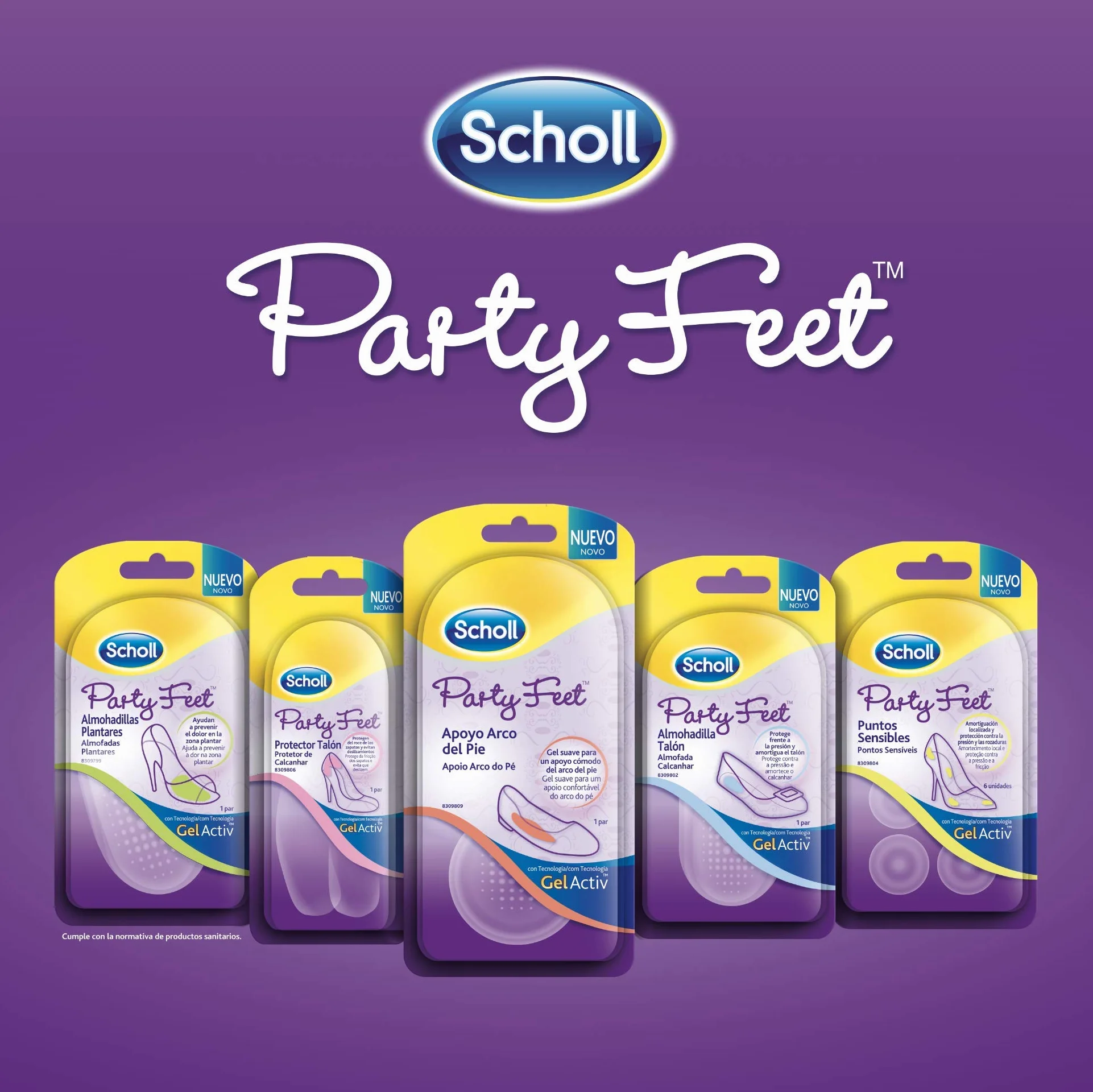 Scholl Party Feet Cuscinetti protettivi punti sensibili Gel Activ per tutti i tipi di calzature 6 pezzi