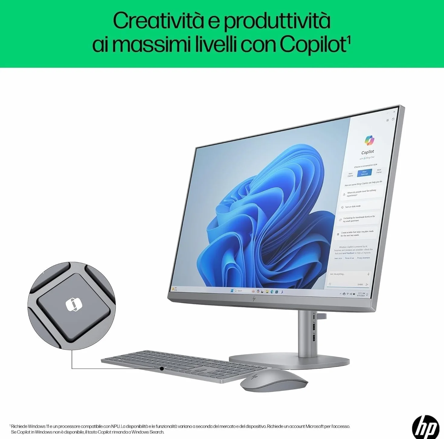 HP Omnistudio X 27-cs0000sl All-in-One Intel Core Ultra 5-125H Intel Evo 16GB RAM 1TB SSD 27" IPS FHD Antiriflesso Windows 11 Grigio