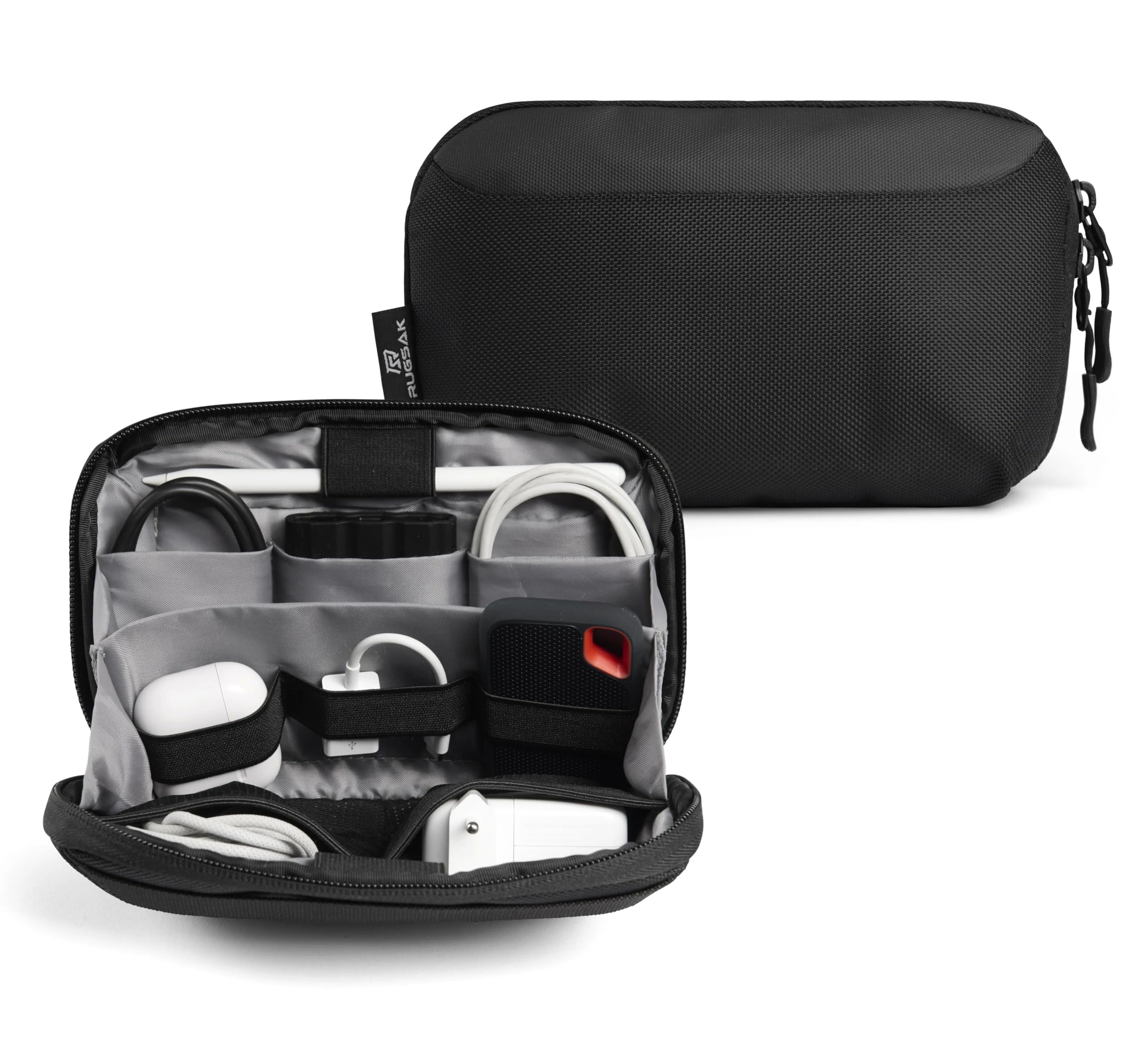 RUGSAK - Borsa organizer per cavi, accessori elettronici compatti per laptop, cellulare, caricabatterie, cavi, hard disk, adattatori e schede SD | Tech Pouch Cable Bag per viaggi e ufficio